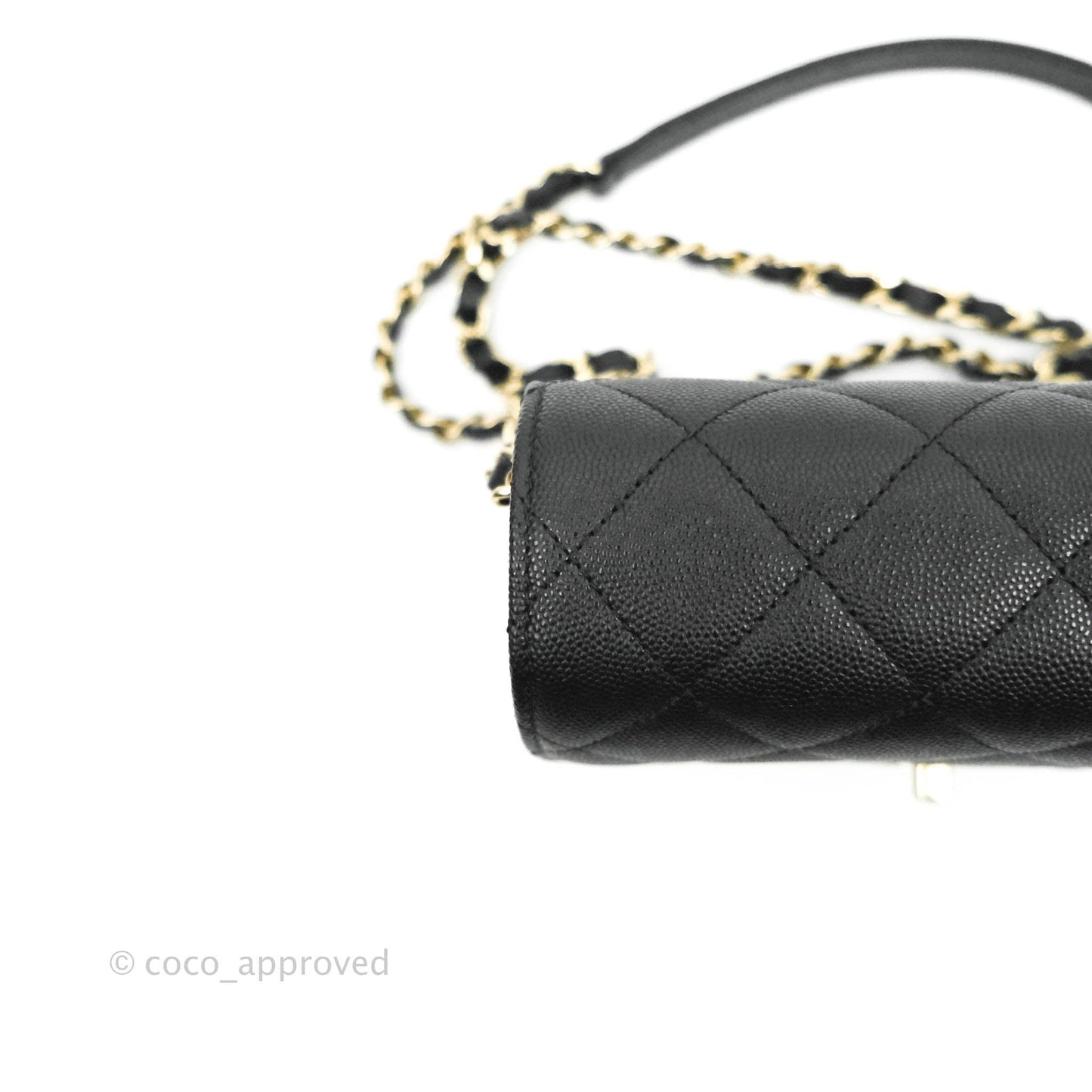 Chanel Quilted Small Like The Wallet Flap Black Caviar Light Gold Hardware 22C