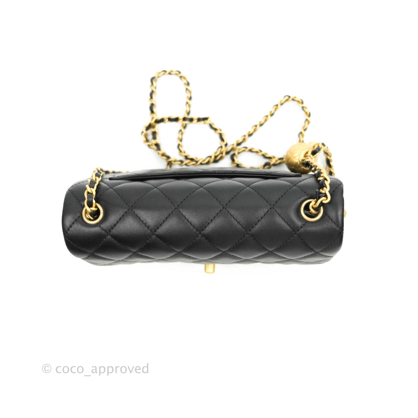 Chanel Mini Rectangular Pearl Crush Quilted Black Lambskin Gold Hardware