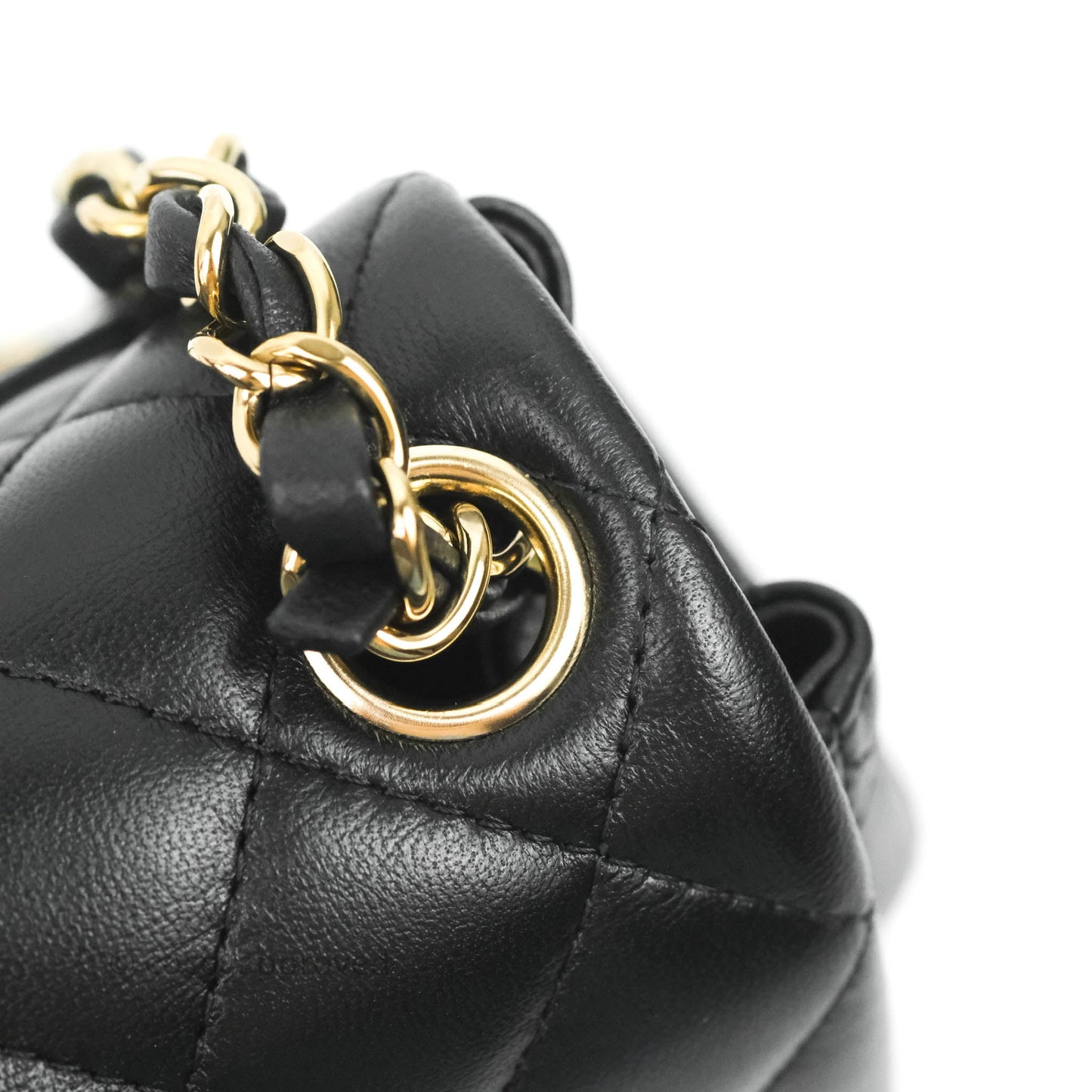 Chanel Quilted Mini Square Black Lambskin Gold Hardware