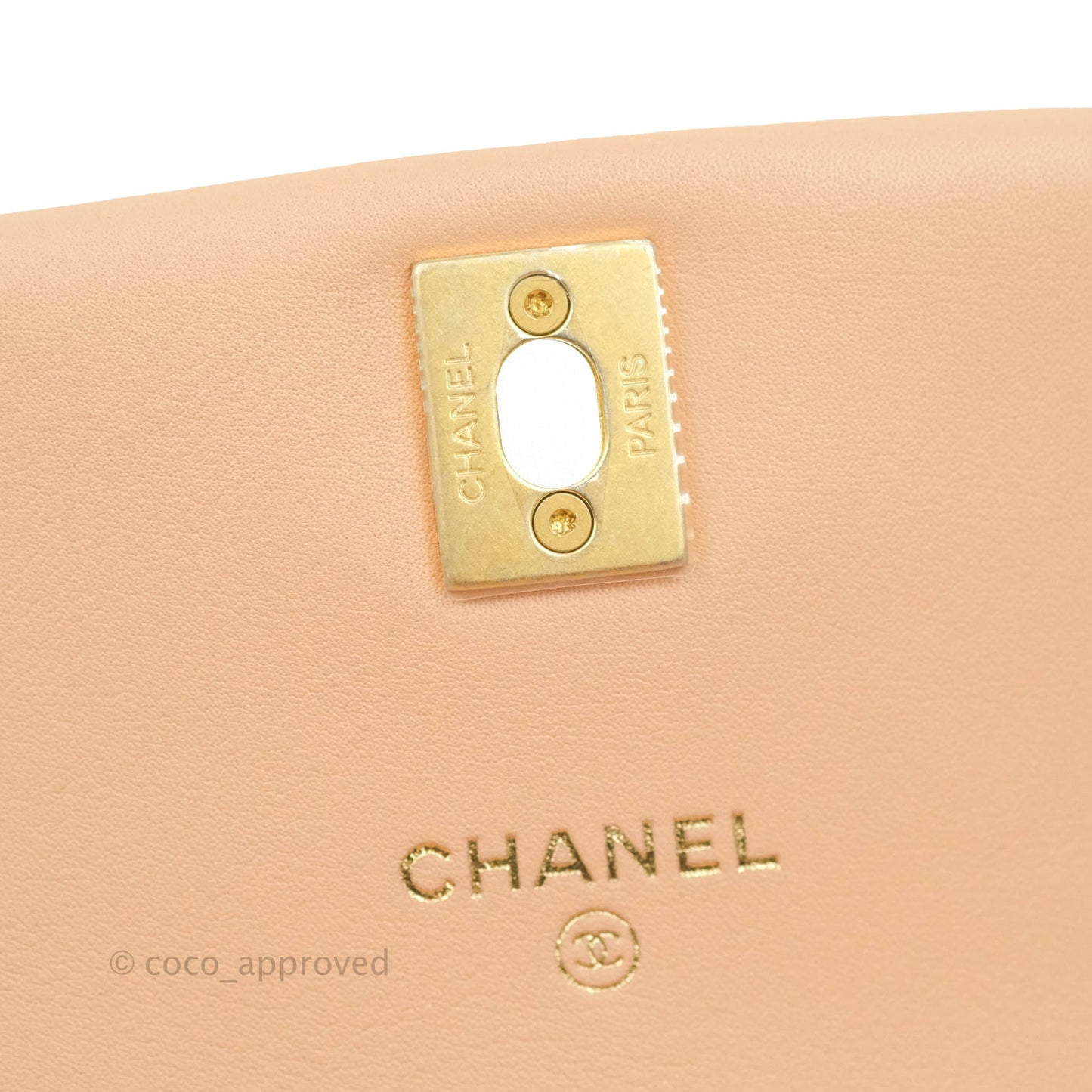 Chanel Clutch with Chain Beige Pink Calfskin Aged Gold Hardware