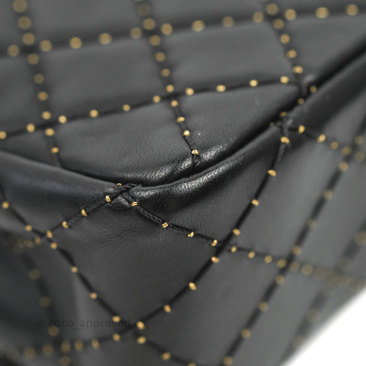 Chanel Quilted Stitched Flap Bag Lambskin Black Aged Gold Hardware 15A
