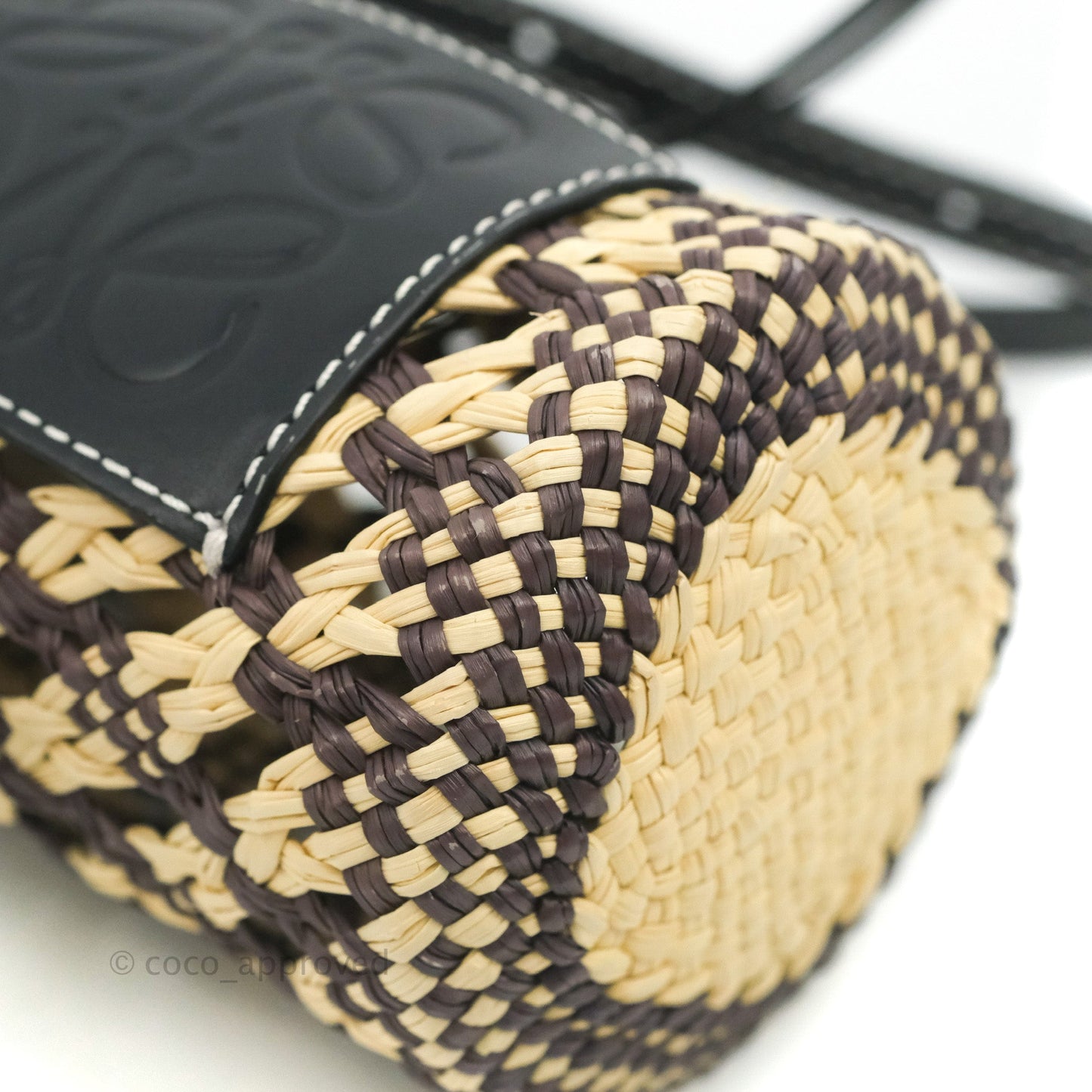 Loewe Cylinder Pocket In Raffia and Calfskin