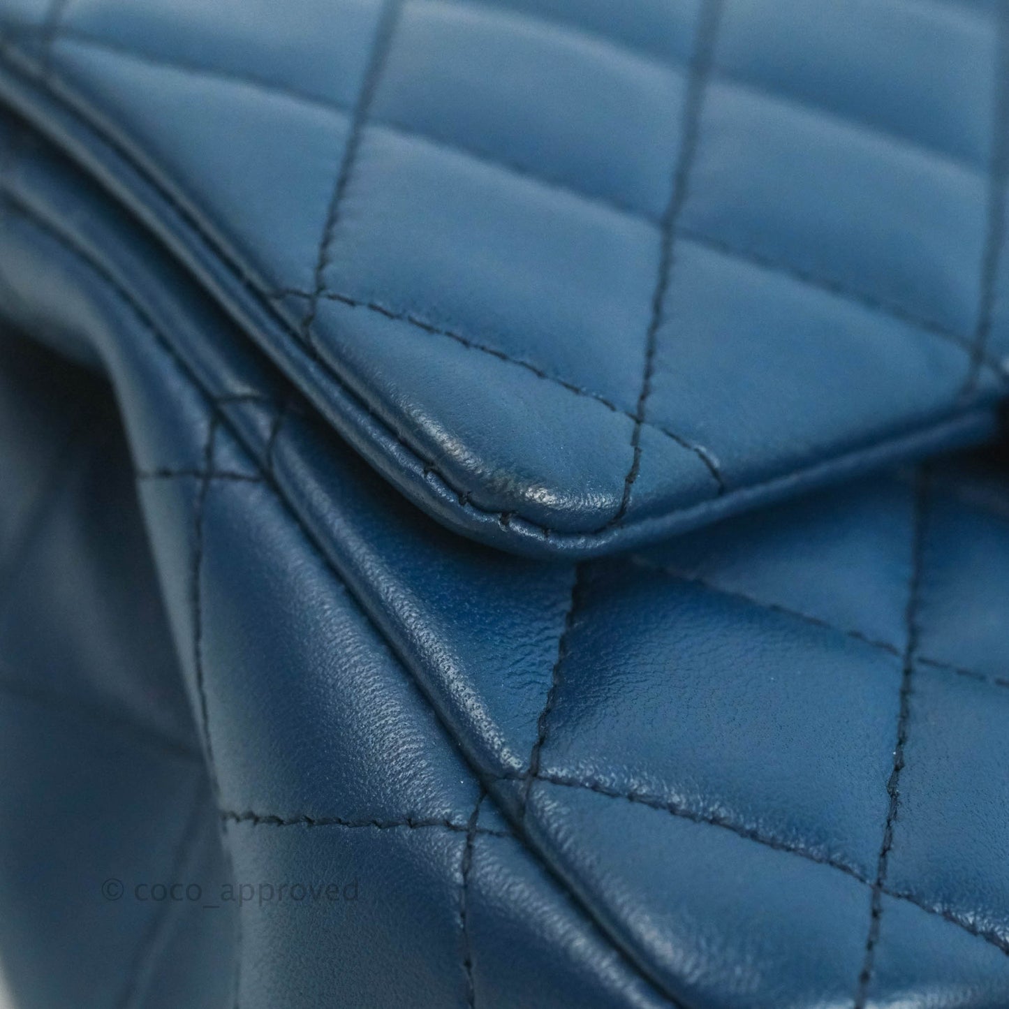 Chanel Quilted Mini Square Blue Lambskin Gold Hardware