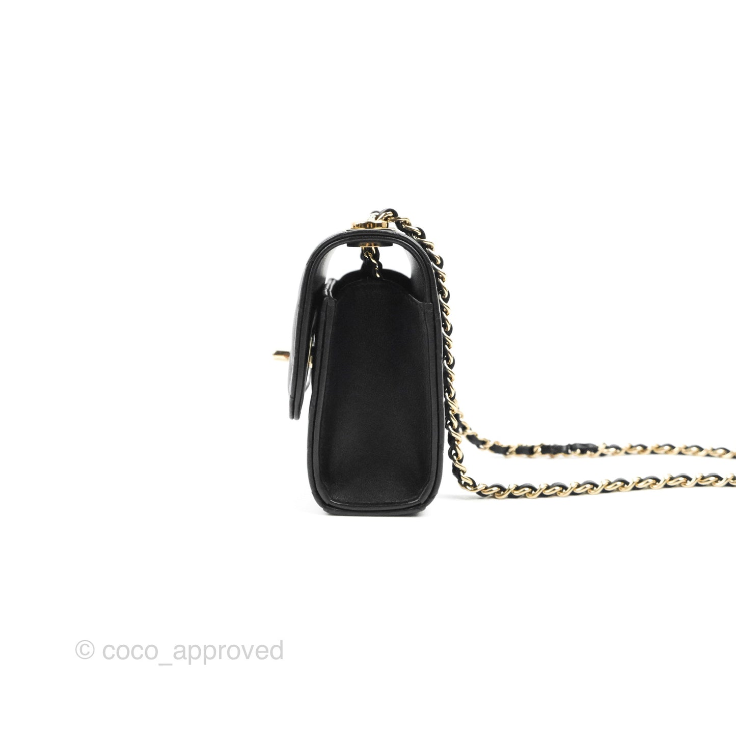 Chanel Mini Quilted Trendy CC Clutch With Chain Black Lambskin Gold Hardware
