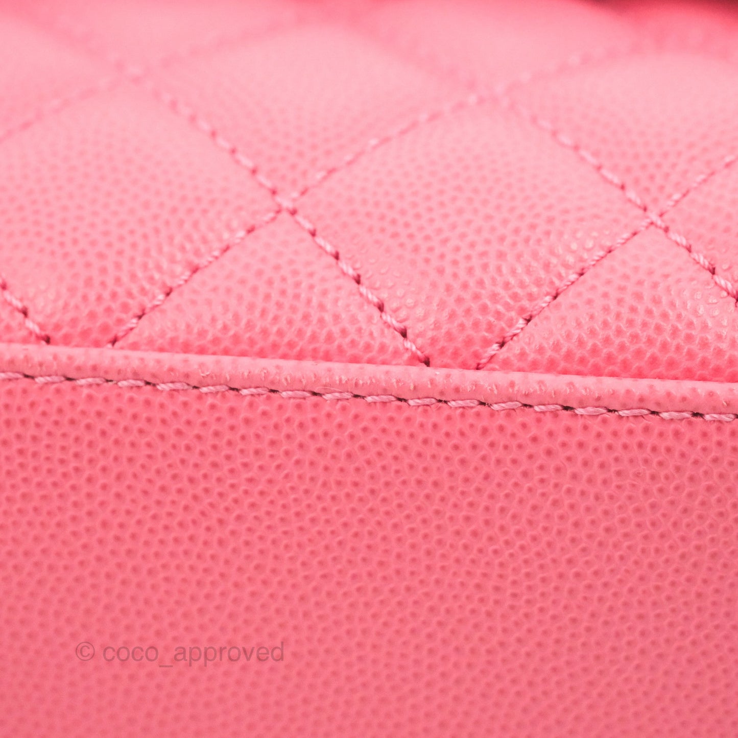 Chanel Small Coco Handle Quilted Pink Caviar Aged Gold Hardware Lizard Embossed Handle