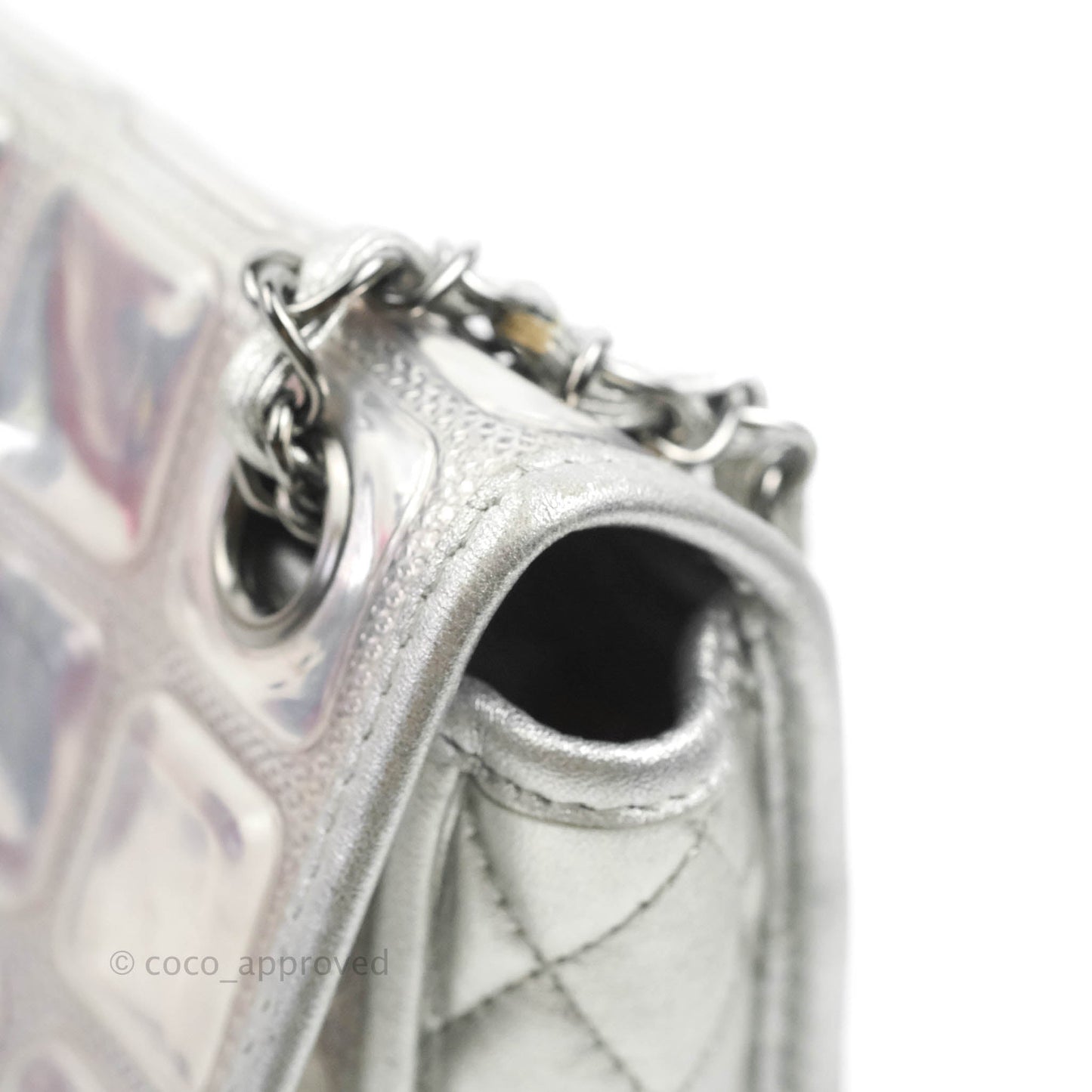 Chanel Vinyl Ice Cube Flap Bag Metallic Silver Silver Hardware