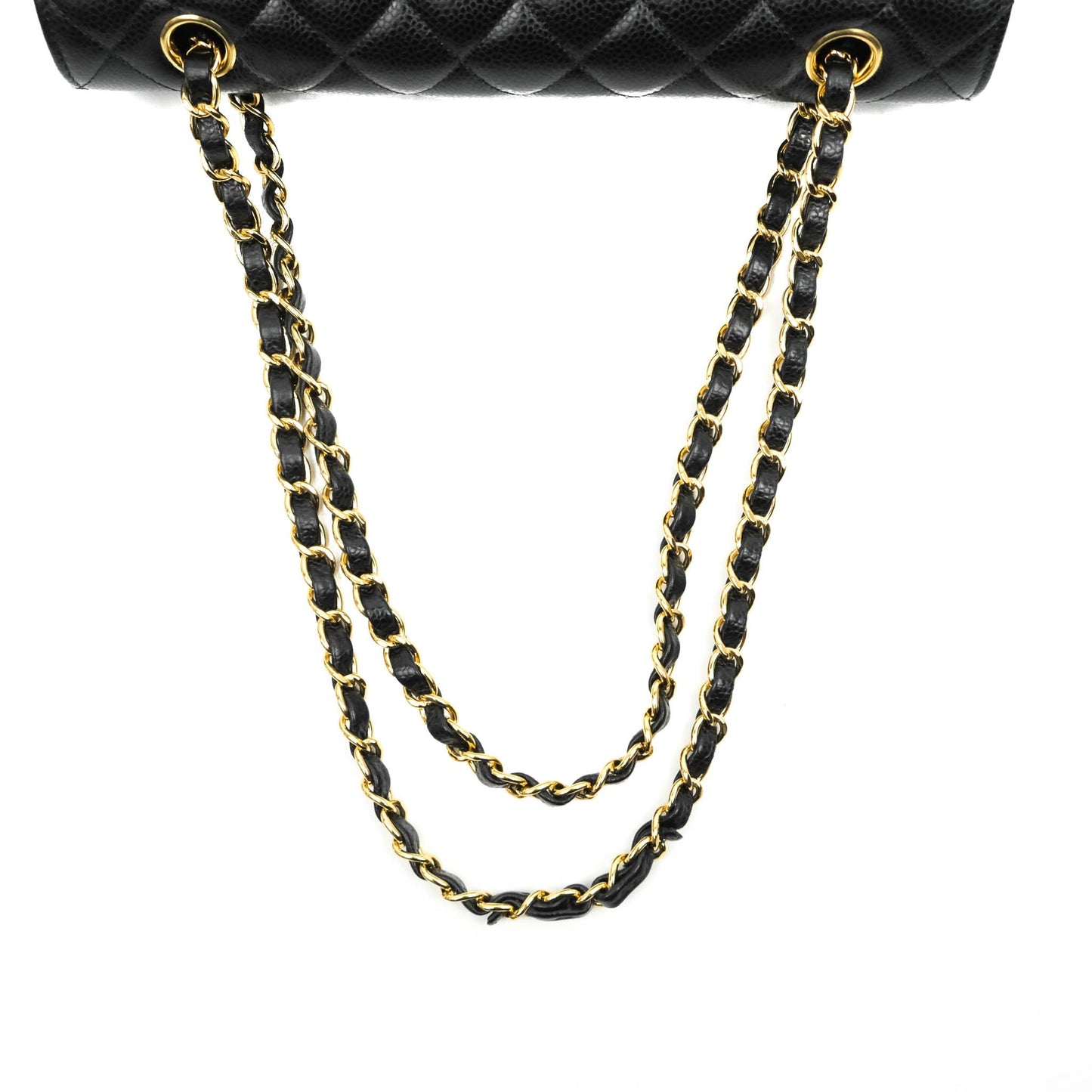 Chanel Classic M/L Medium Double Flap Black Caviar Gold Hardware