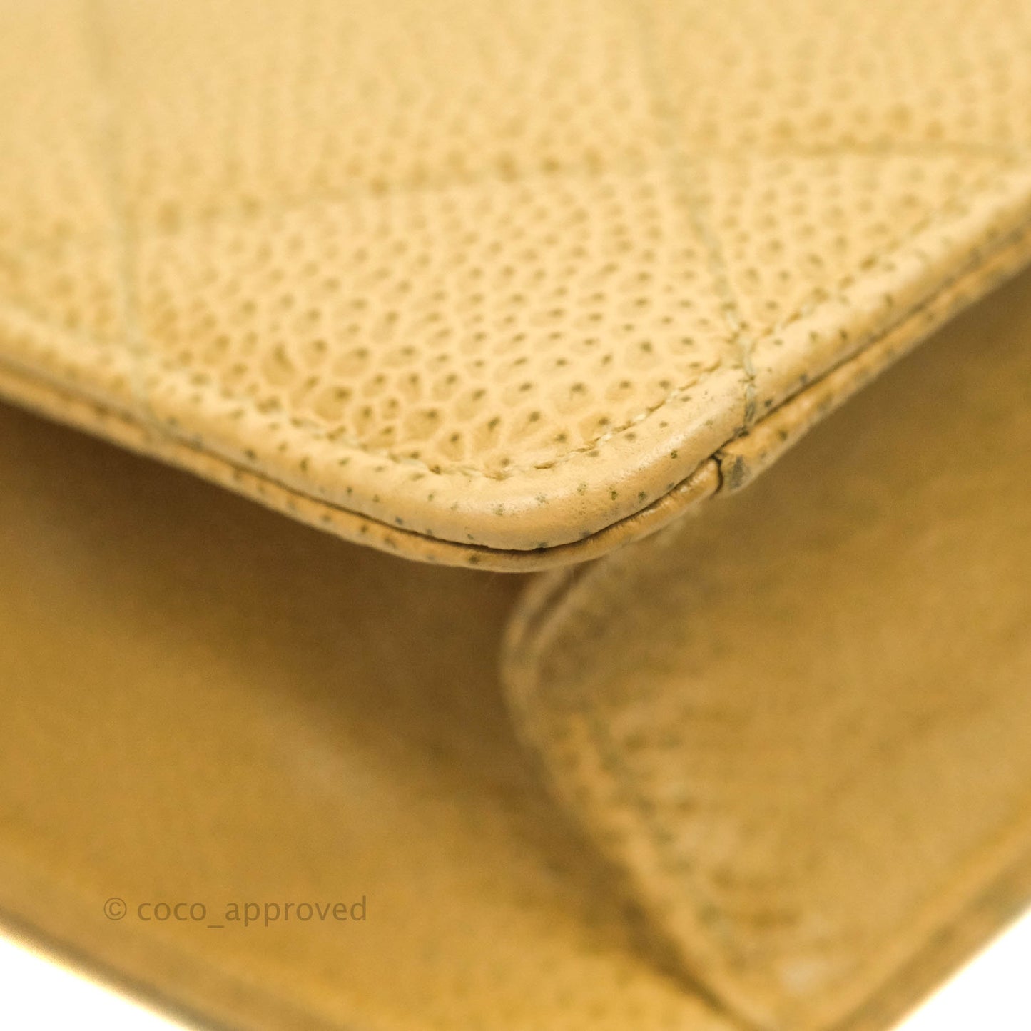 Chanel Vintage Quilted Mini Square Flap Beige Caviar Silver Hardware