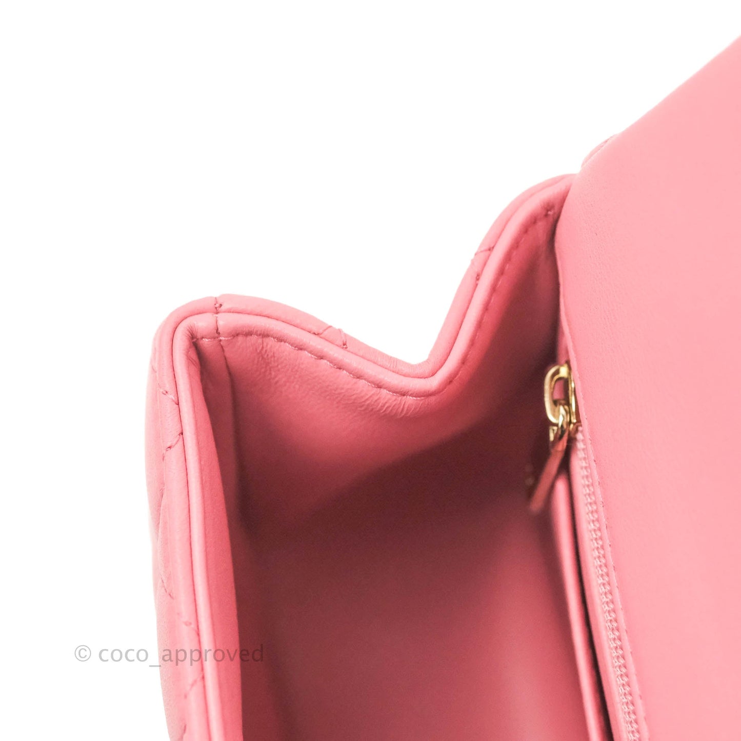 Chanel Top Handle Mini Rectangular Flap Bag Rosy Pink Lambskin Gold Hardware