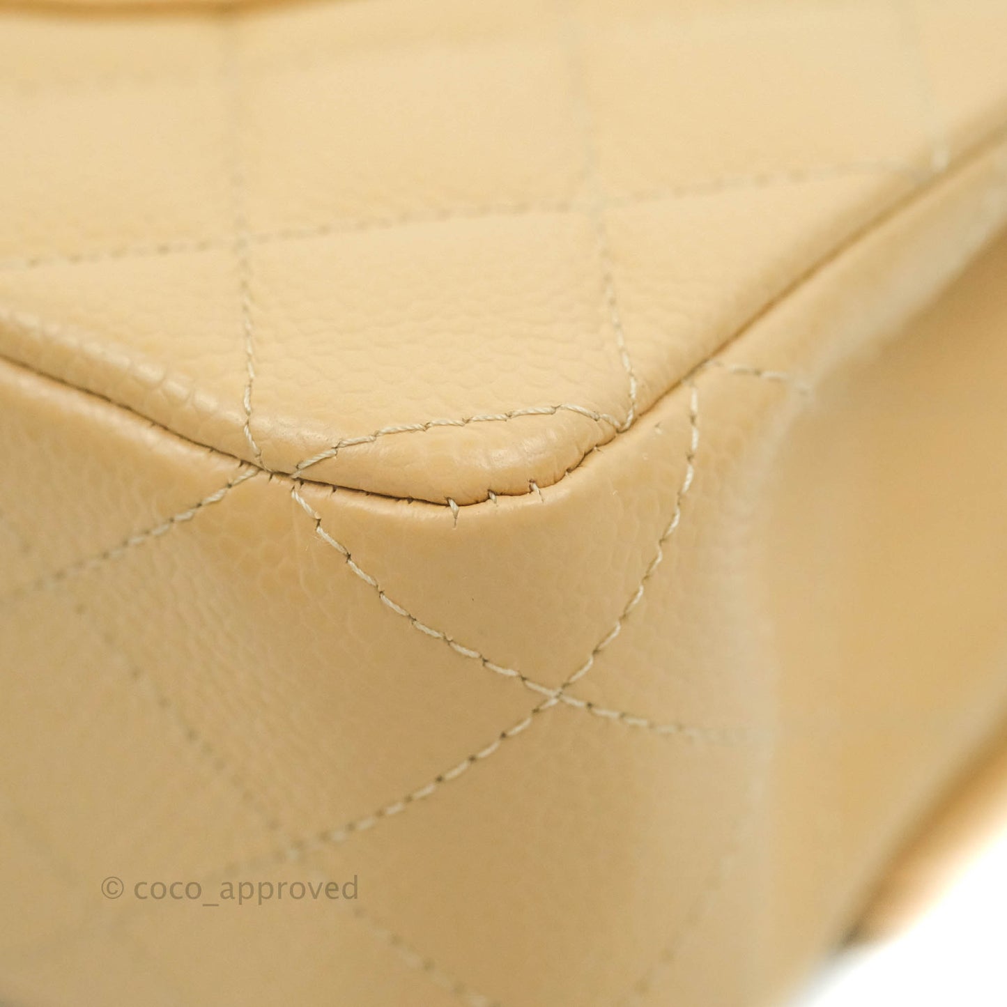 Chanel Quilted Classic M/L Medium Flap Beige Caviar Gold Hardware