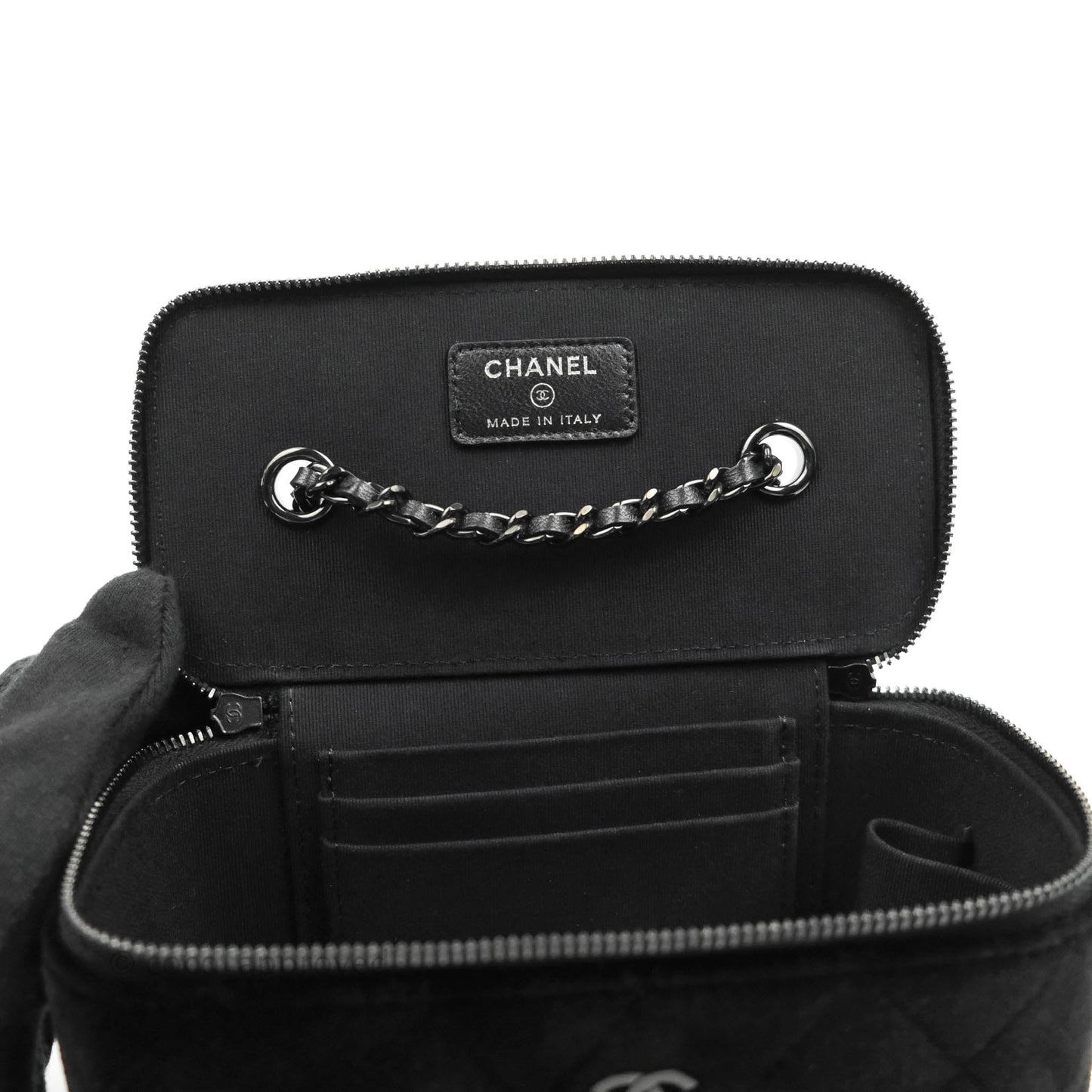 Chanel Vanity with Classic Chain Black Velvet Black Hardware