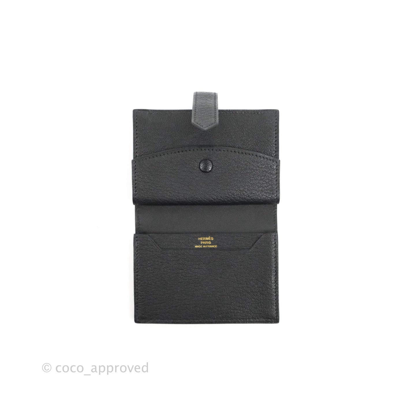 Hermes Bearn Mini Wallet Mysore Black Gold Hardware