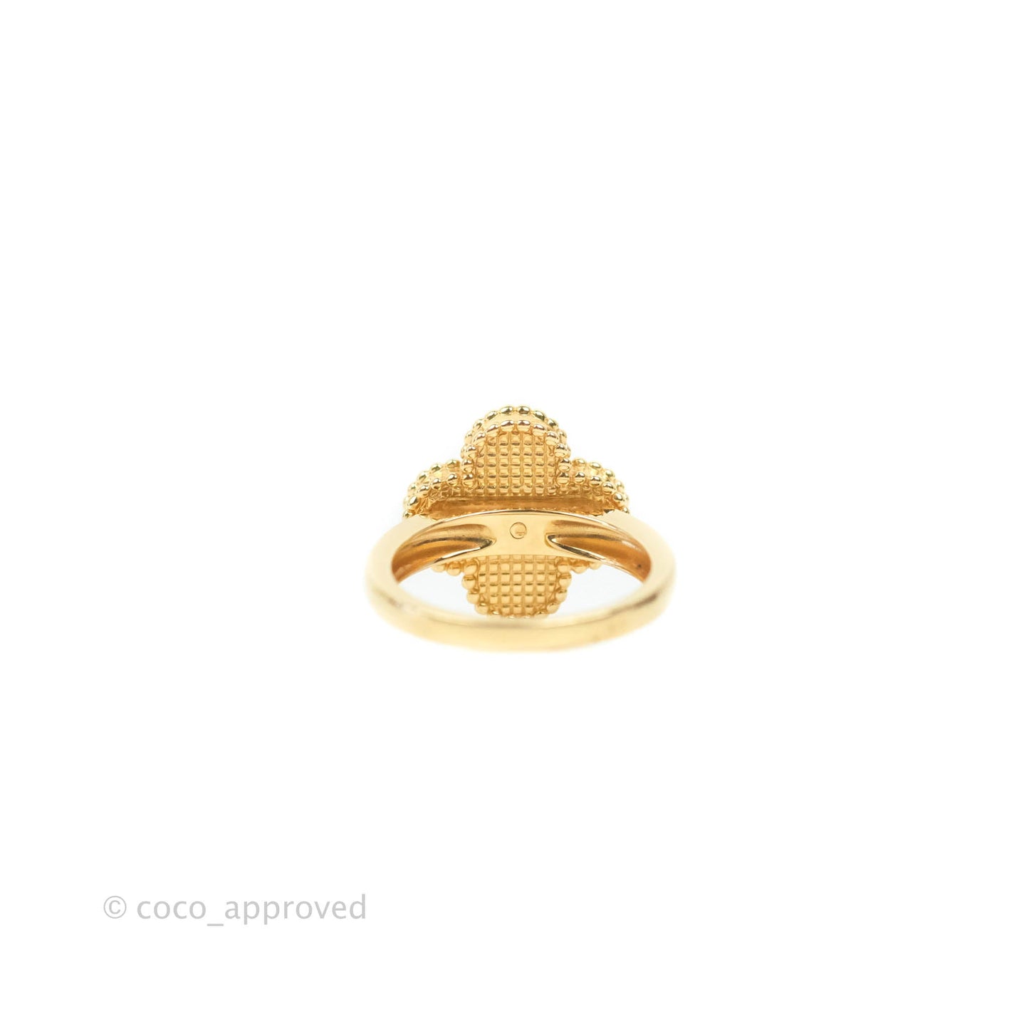 Van Cleef & Arpels Vintage Alhambra Ring 18K Yellow Gold Onyx Round Diamond