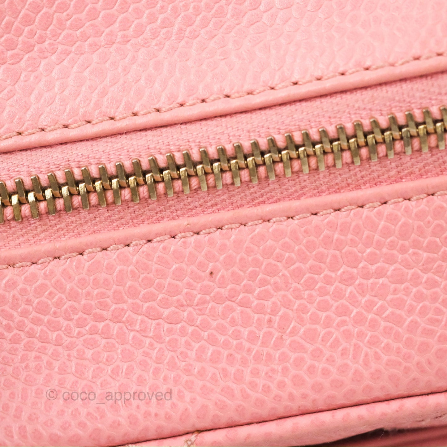 Chanel Vintage CC Quilted Shoulder Bag Pink Caviar Gold Hardware