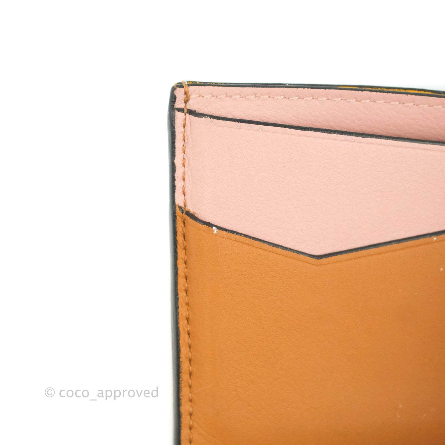 Loewe Puzzle Plain Card Holder Mint/Mustard/Pink/Tan Calfskin