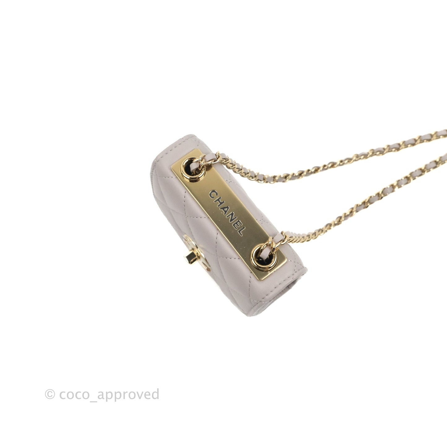 Chanel Mini Quilted Trendy CC Clutch With Chain Grey Lambskin Gold Hardware
