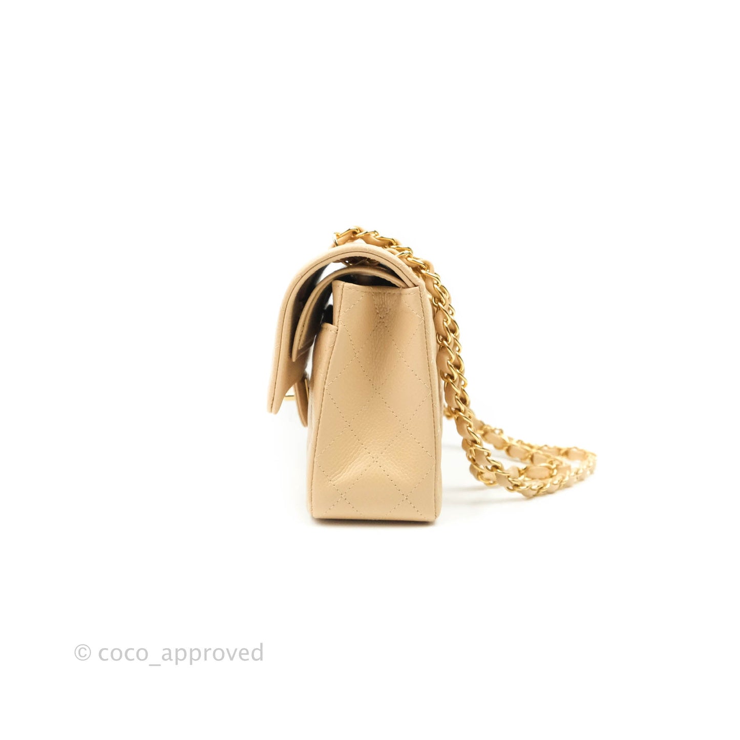 Chanel Classic Small S/M Flap Beige Caviar Gold Hardware