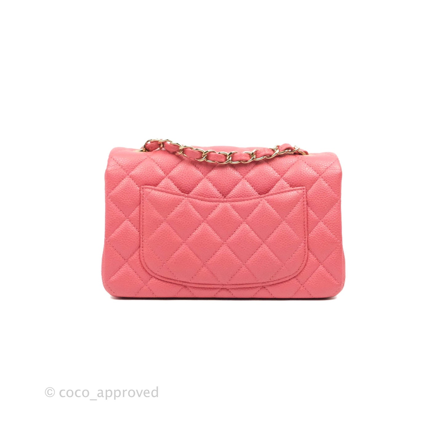 Chanel Quilted Mini Rectangular Flap Pearly Pink Caviar Gold Hardware 18S