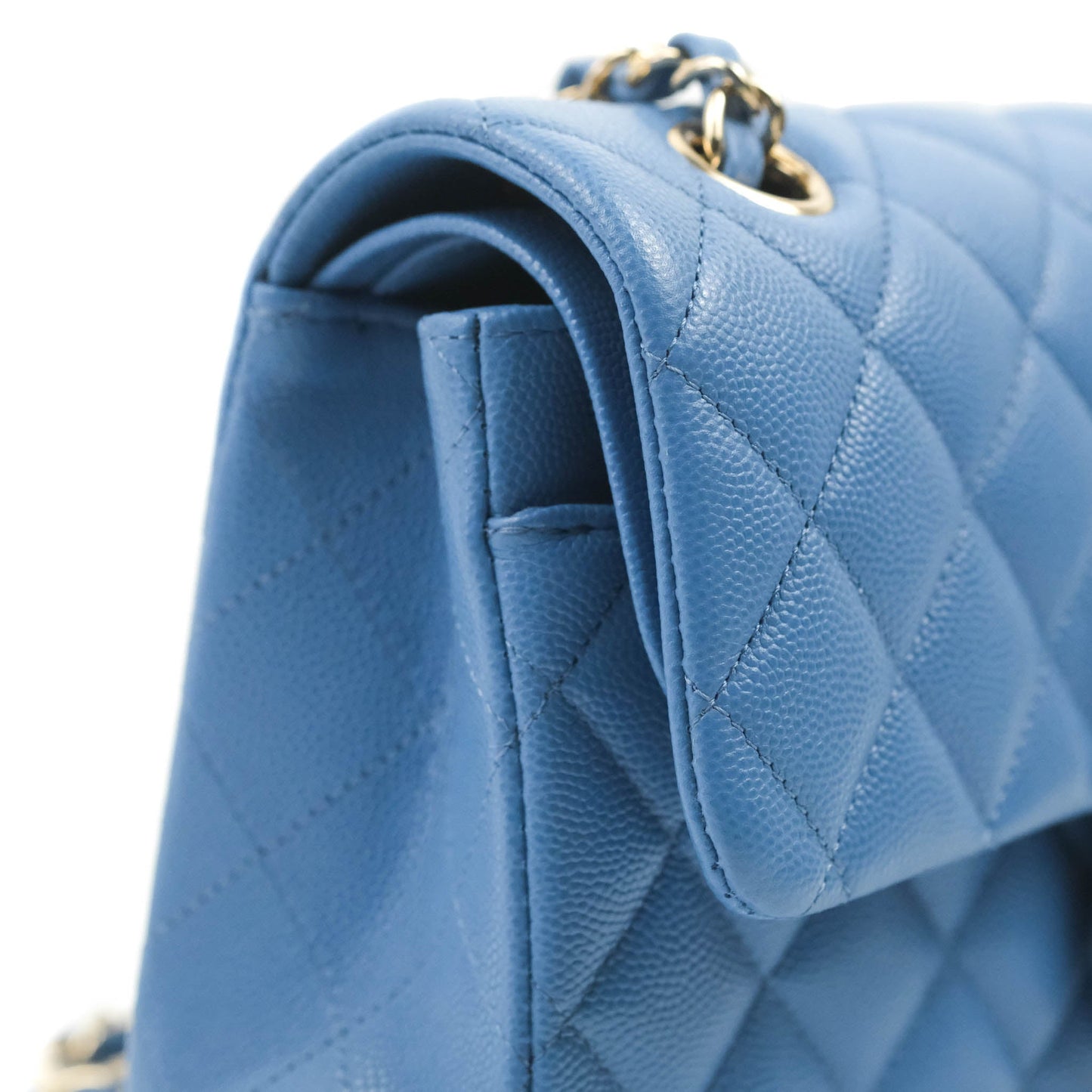 Chanel Small Classic Quilted Flap Blue Caviar Gold Hardware