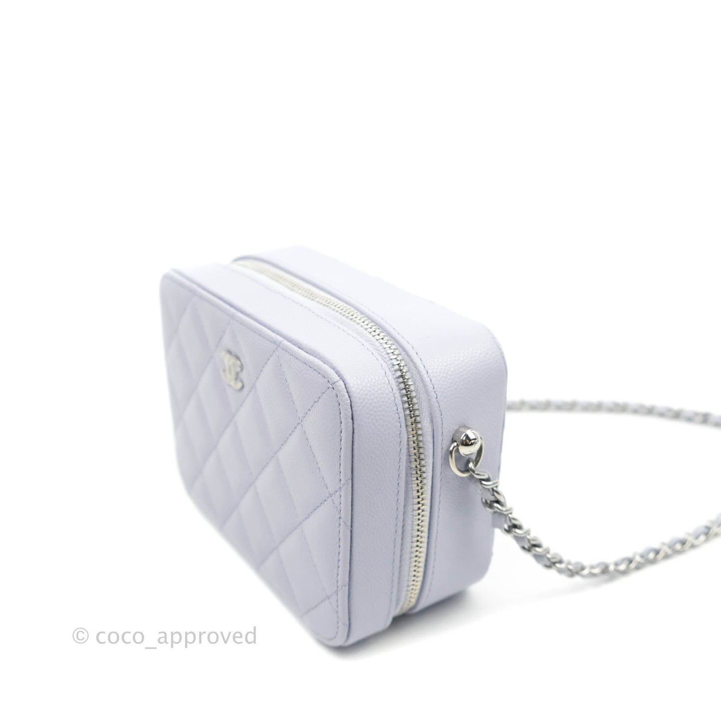 Chanel Quilted Camera Bag Lilac Caviar Silver Hardware