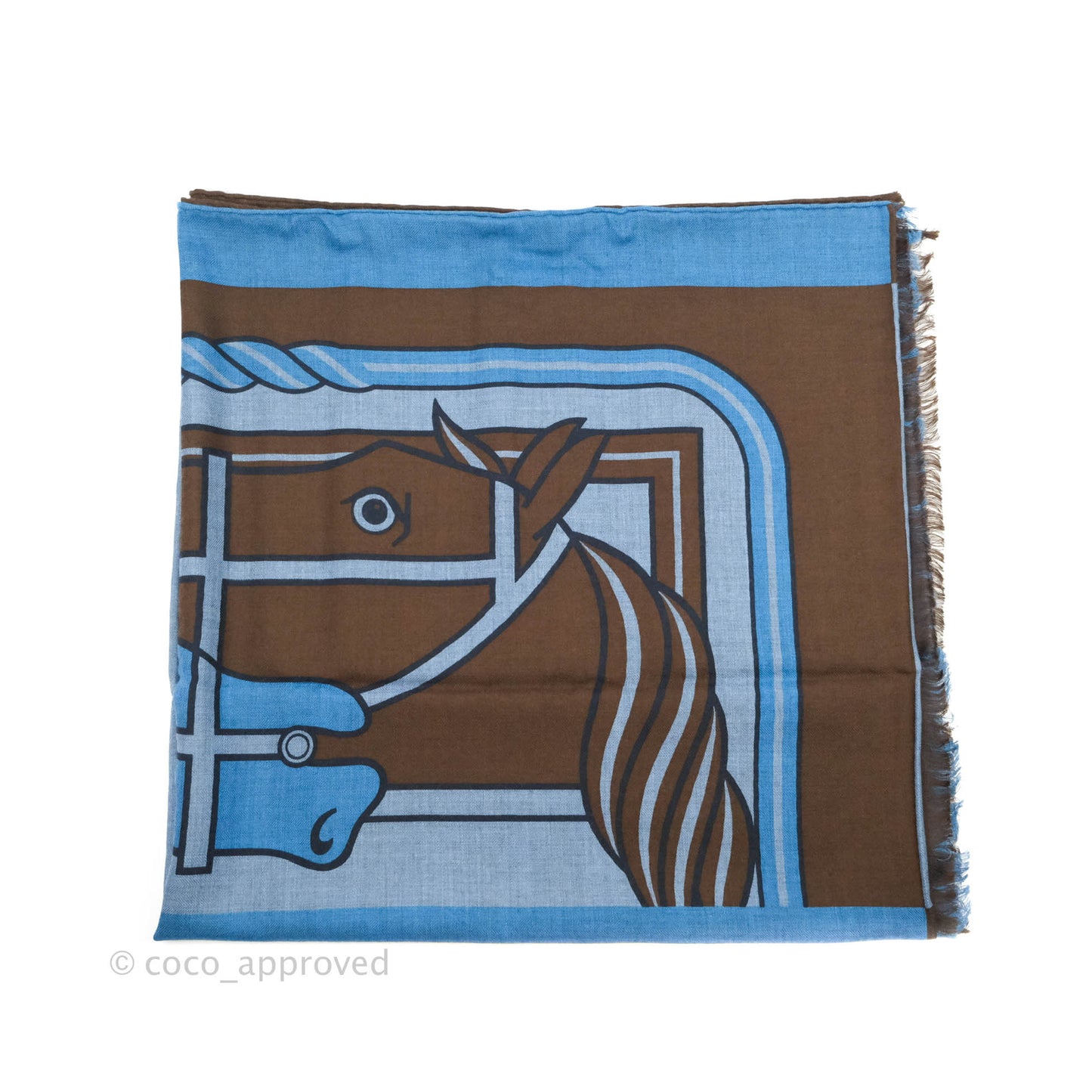 Hermès Cashmere/Silk Stole in Blue Brown
