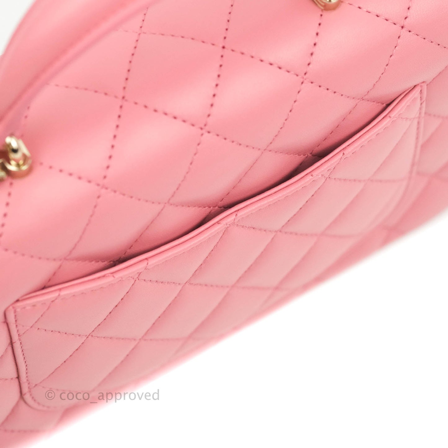 Chanel Top Handle Mini Rectangular Flap Bag Pink Lambskin Gold Hardware