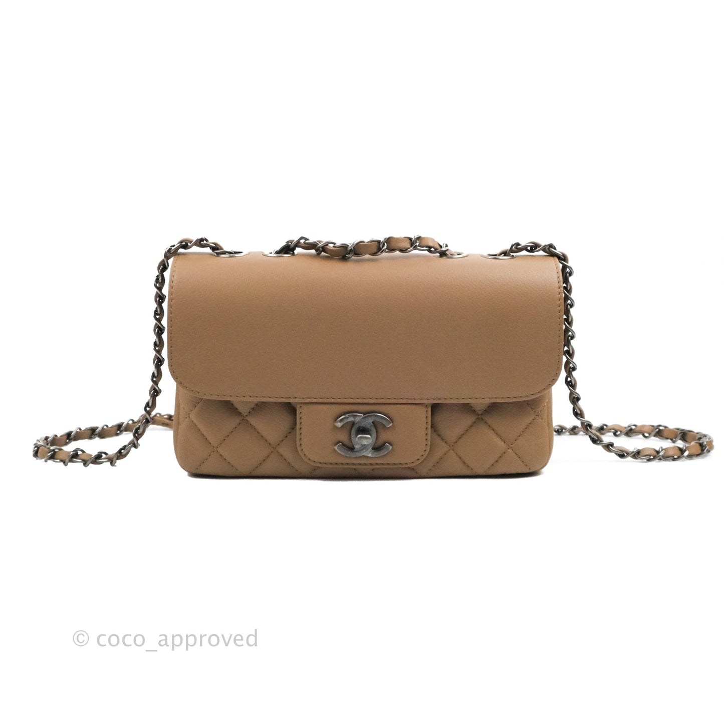 Chanel Flap Bag Dark Beige Caviar Ruthenium Hardware 17B