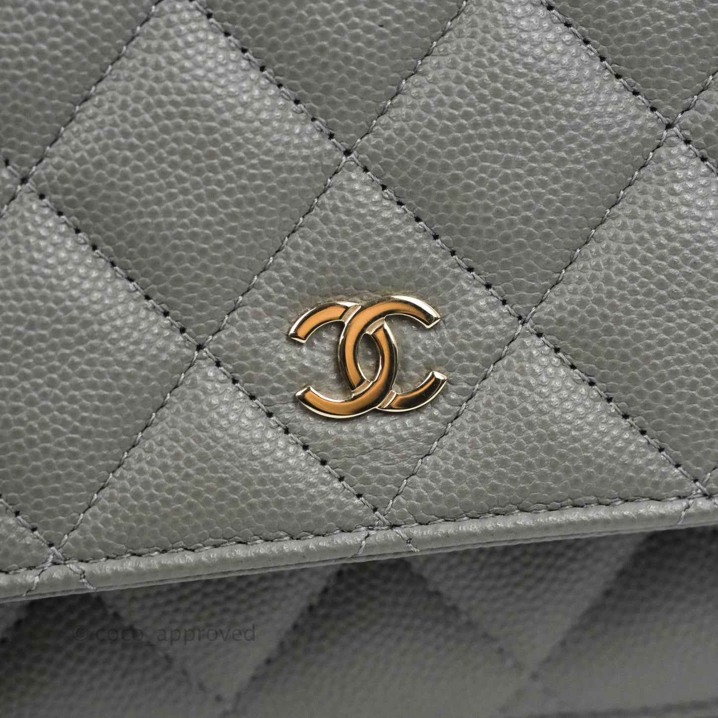 Chanel Quilted Classic Wallet on Chain WOC Grey Caviar Gold Hardware