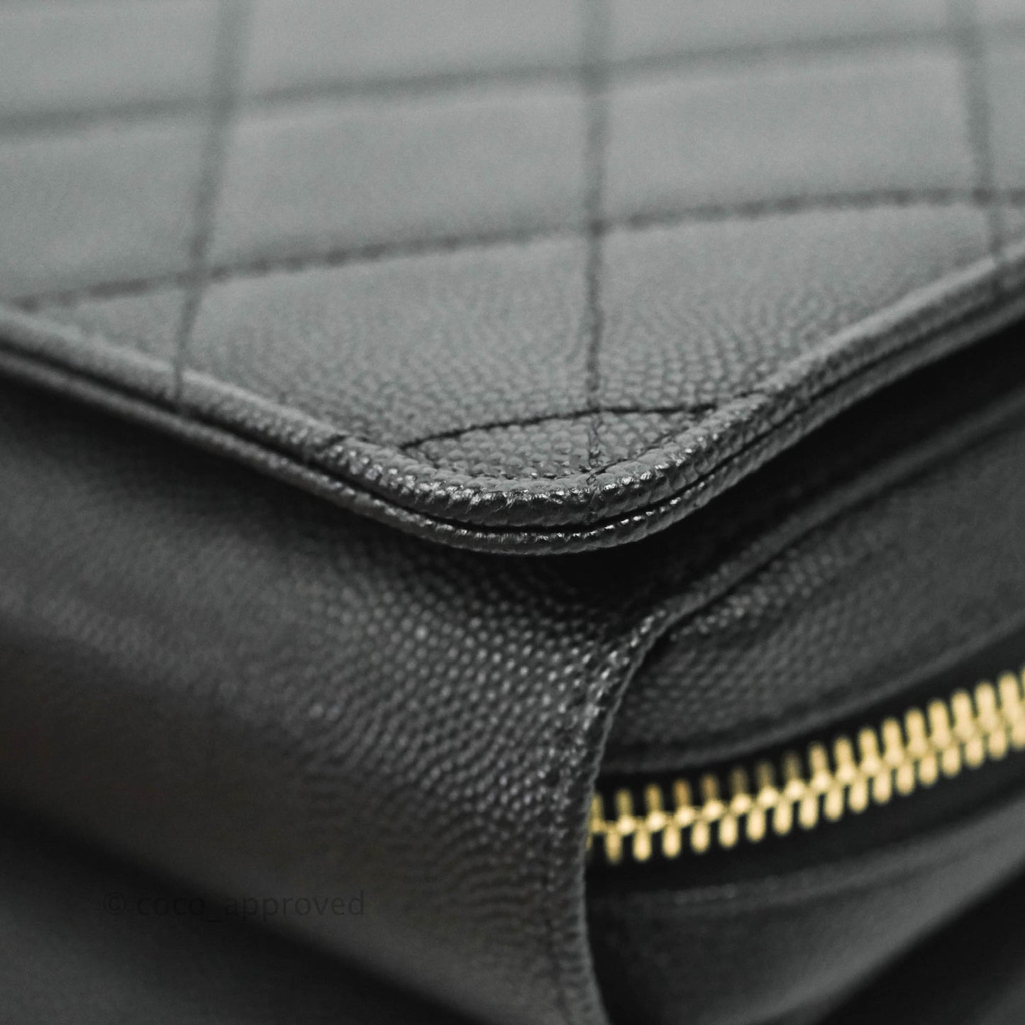 Chanel Quilted Small Like The Wallet Flap Black Caviar Light Gold Hardware 22C