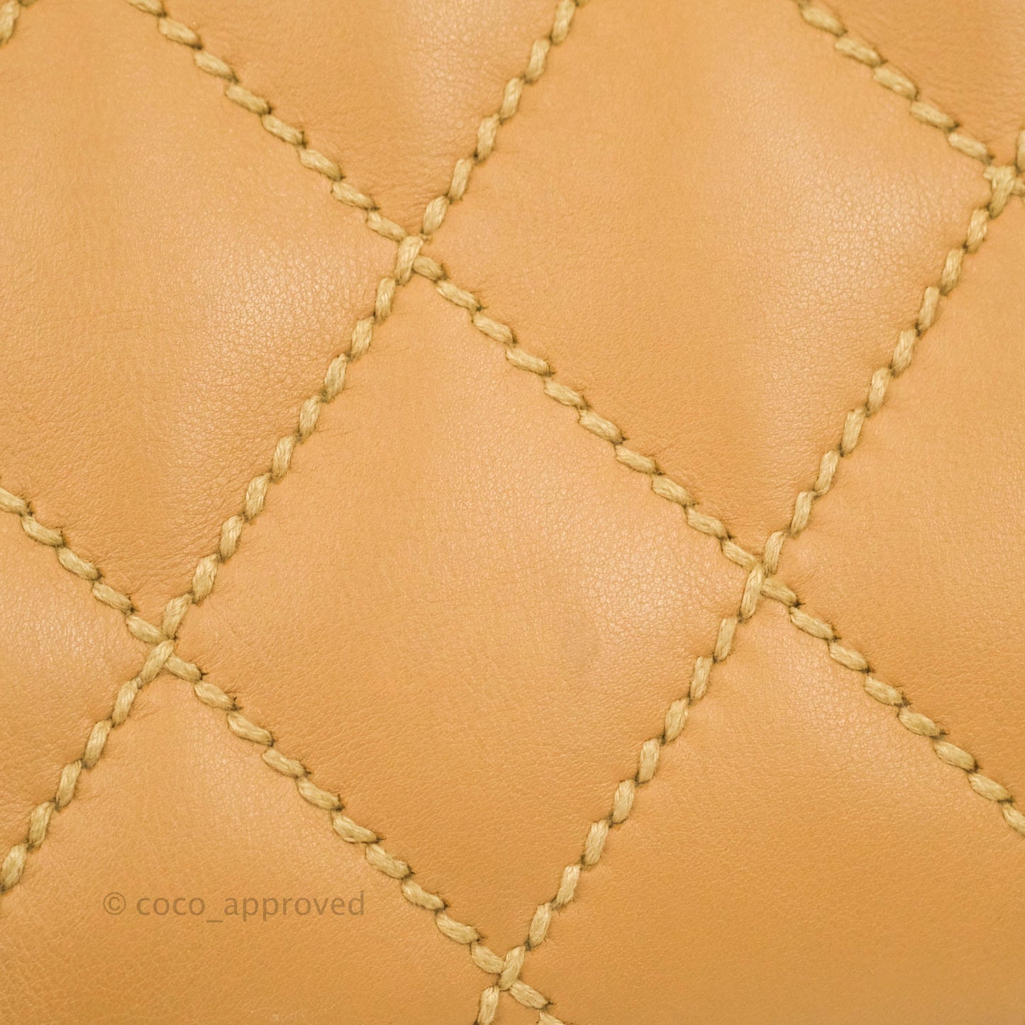 Chanel Vintage Quilted CC Tote Bag Beige Calfskin Gold Hardware