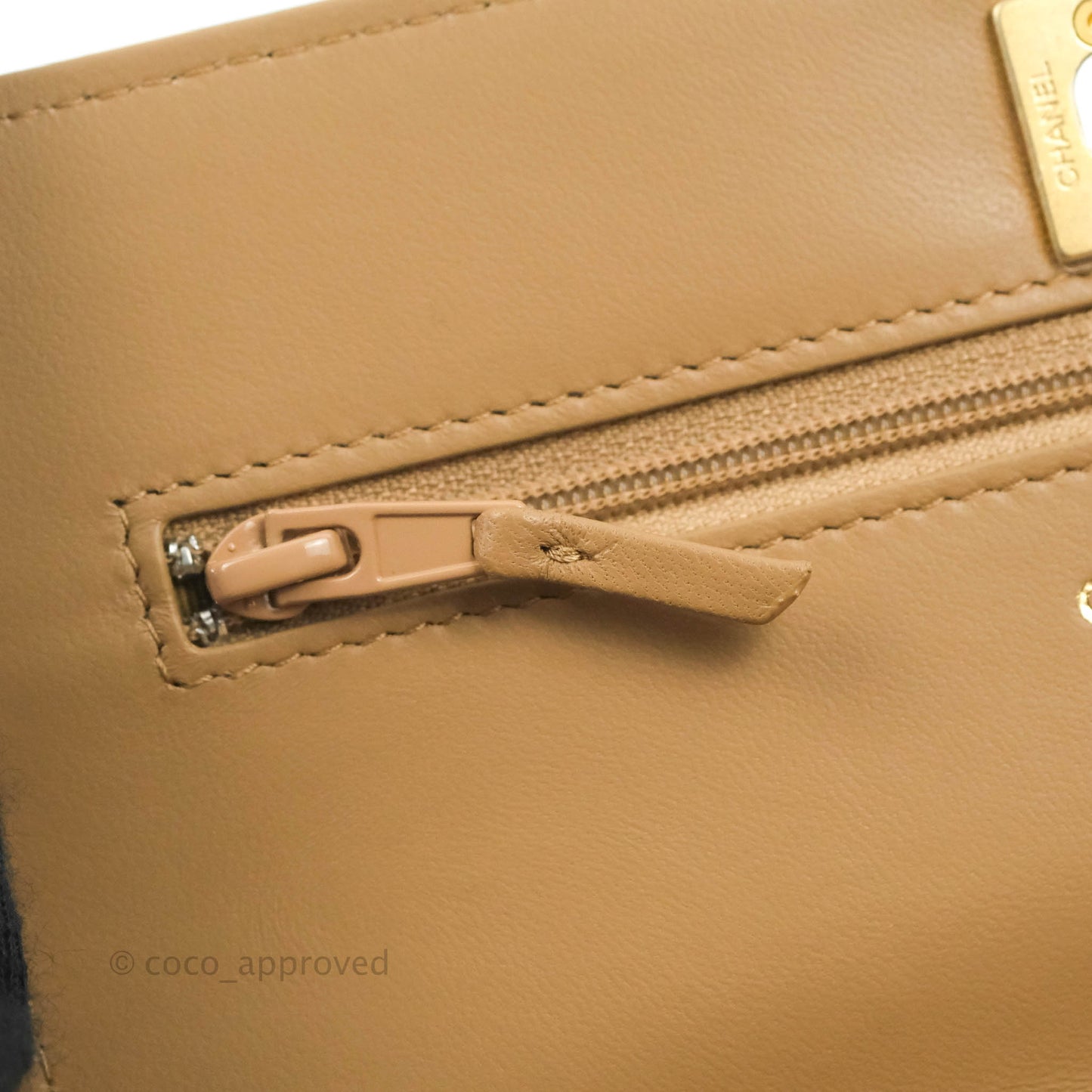 Chanel Quilted Pearl Crush Wallet on Chain WOC Beige Lambskin Aged Gold Hardware 22B