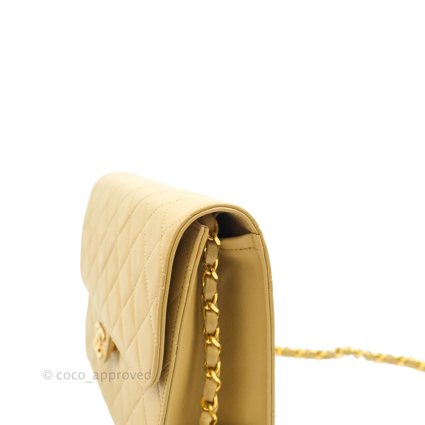 Chanel Vintage Single Flap Beige Lambskin 24K Gold Hardware