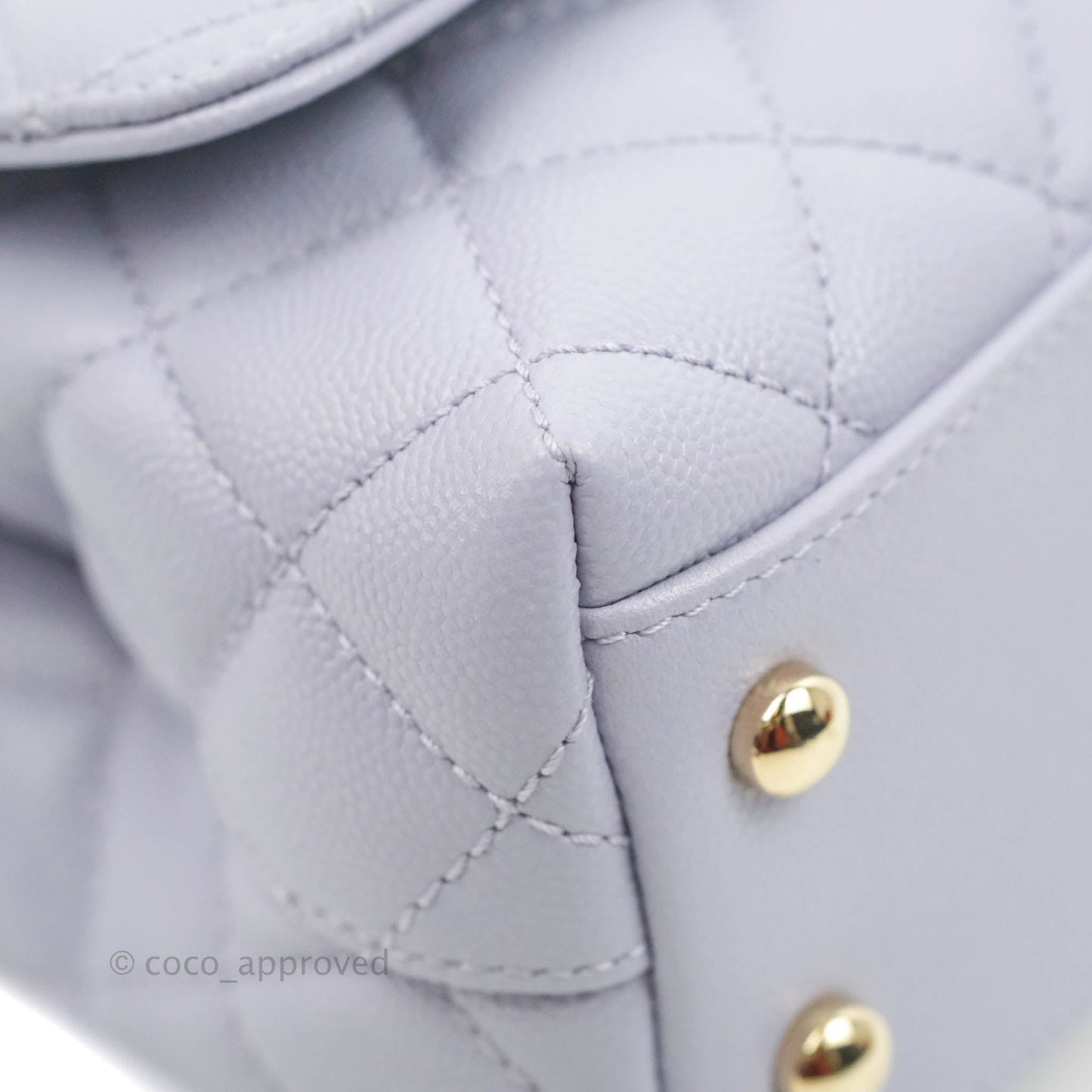 Chanel Mini Coco Handle Quilted Lilac Caviar Gold Hardware