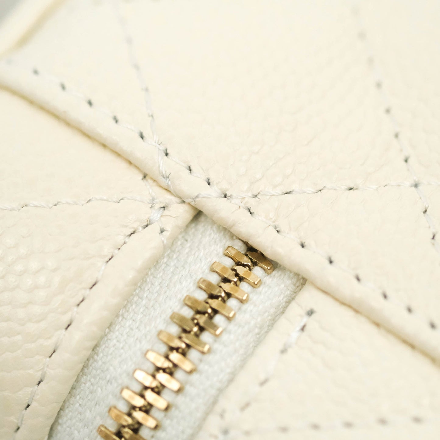 Chanel Quilted Small Handle With Care Vanity Case With Chain White Caviar Gold Hardware