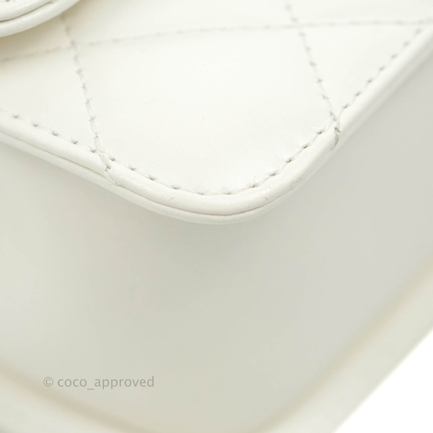 Chanel Quilted Mini Perfect Fit Adjustable White Calfskin Aged Gold Hardware