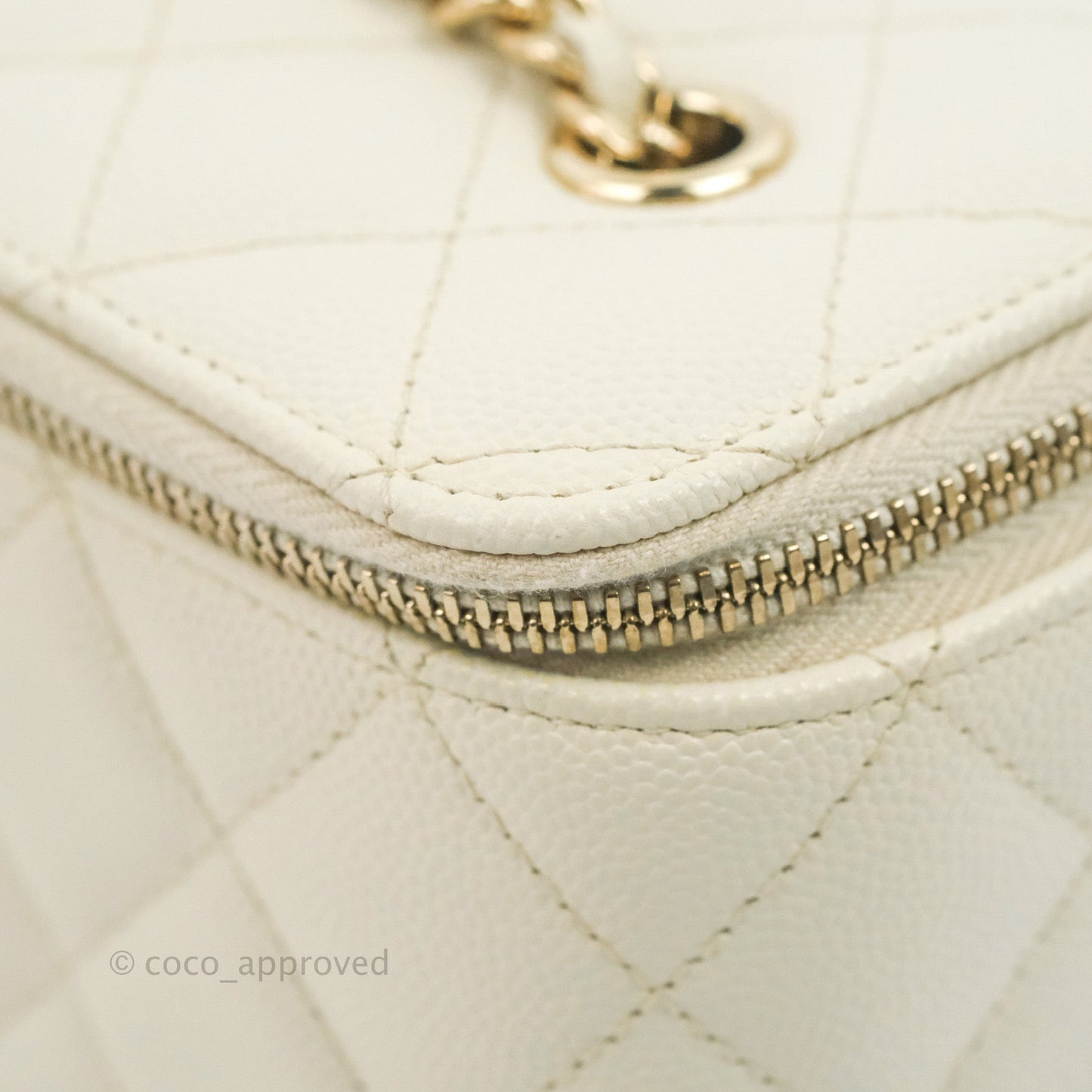 Chanel Classic Vanity with Chain Ivory Caviar Gold Hardware