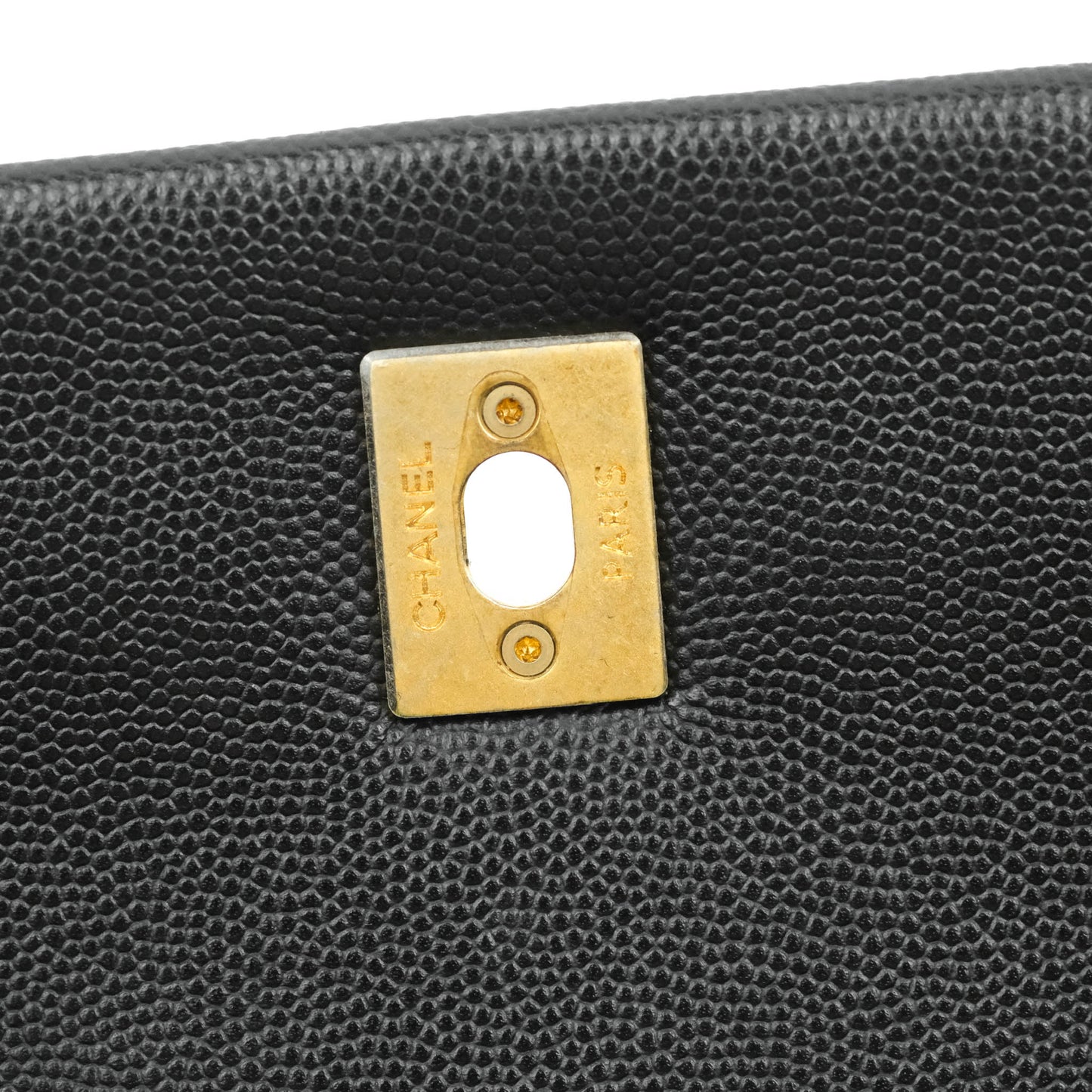 Chanel Medium Coco Handle Quilted Black Caviar Lizard Handle Gold Hardware