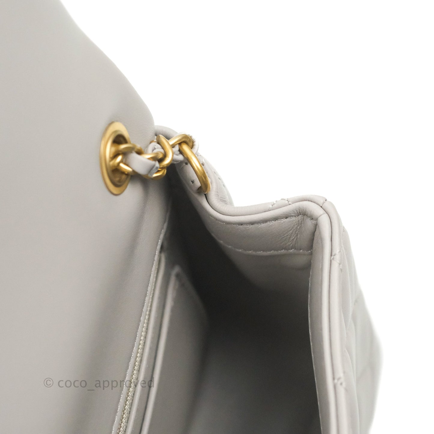 Chanel Mini Rectangular Pearl Crush Quilted Grey Lambskin Aged Gold Hardware