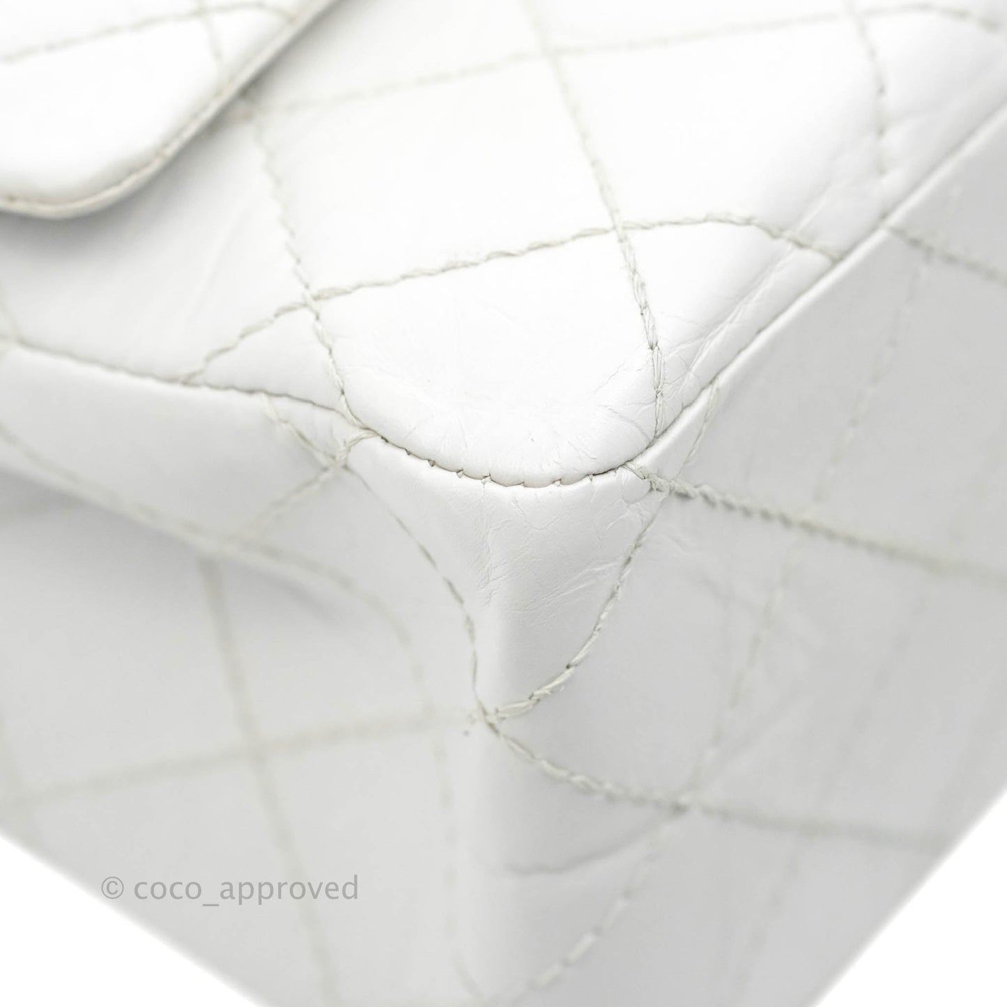 Chanel Quilted Reissue 226 Flap White Aged Calfskin Gun Metal Hardware