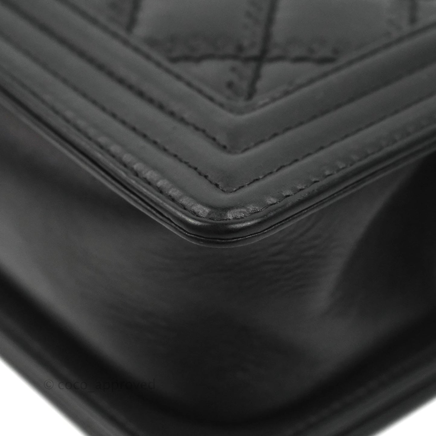 Chanel Small Boy Double Stitch Black Calfskin Ruthenium Hardware