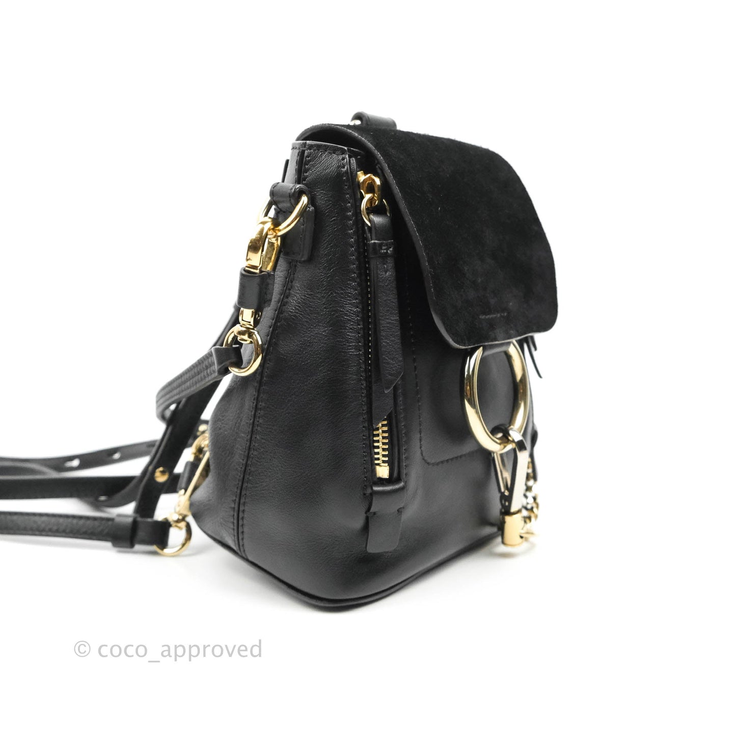 Chloé Small Faye Backpack Black Suede Calfskin