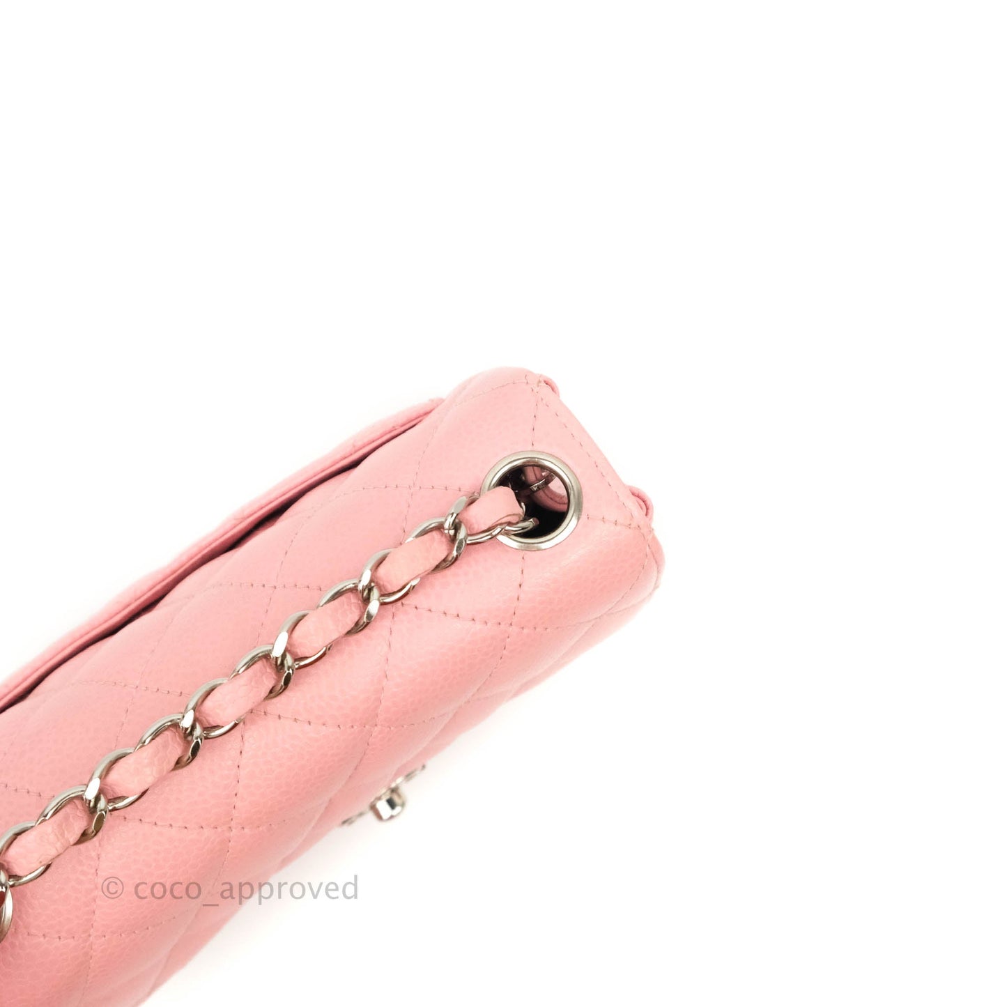 Chanel Quilted Vintage Mini Square Flap Pink Caviar Silver Hardware