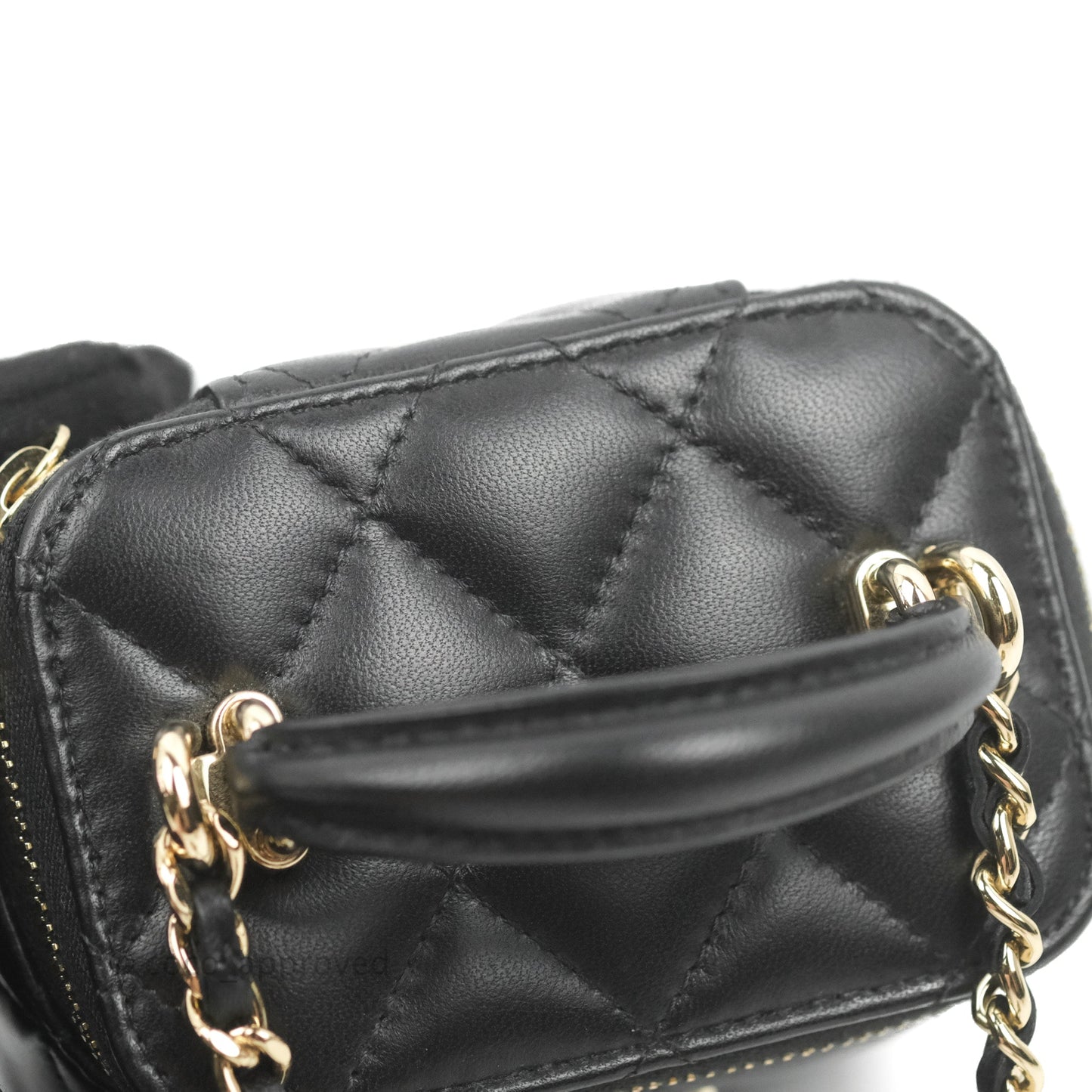 Chanel Mini Top Handle Vanity With Chain Black Lambskin Gold Hardware