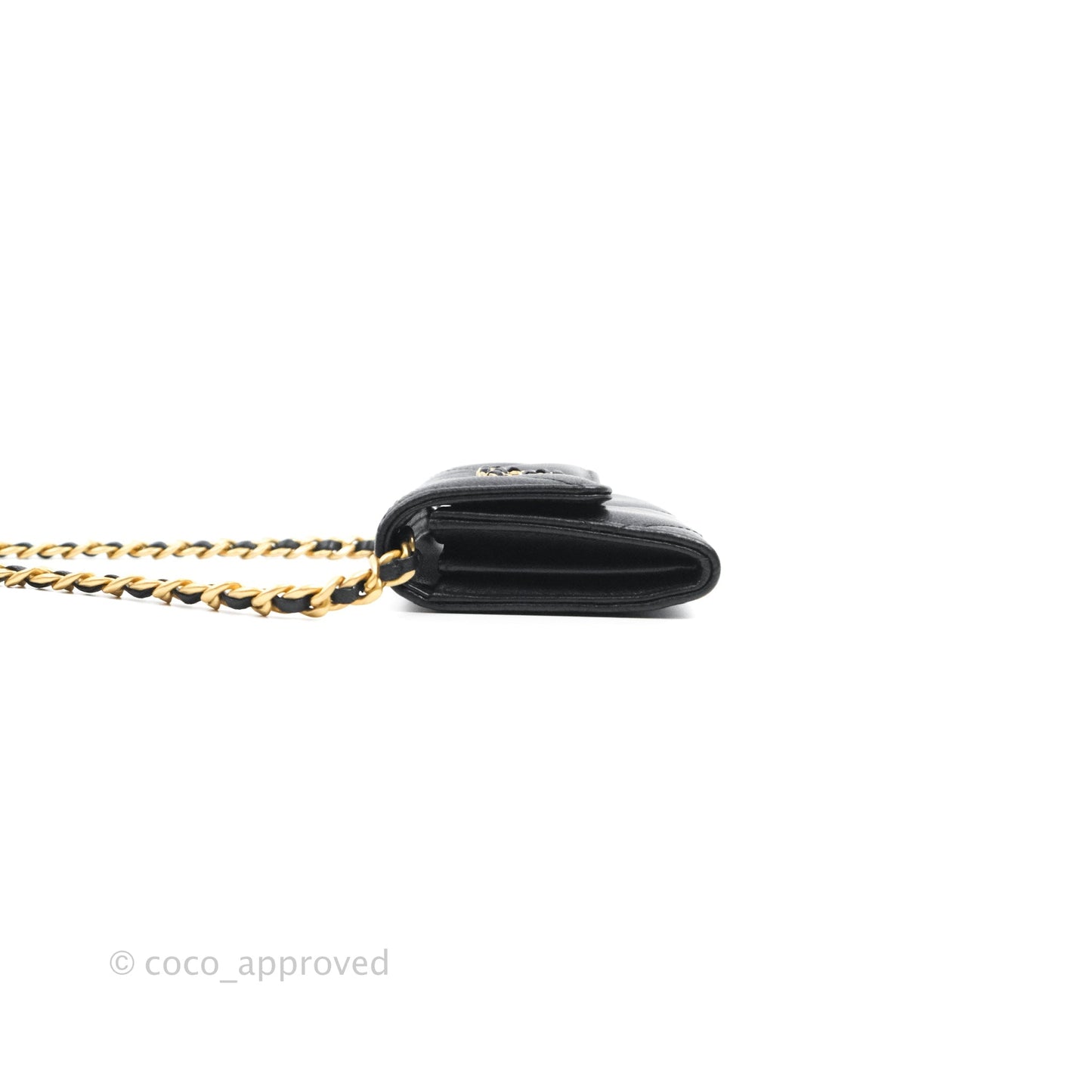 Chanel 19 Card Holder With Chain Black Mixed Hardware