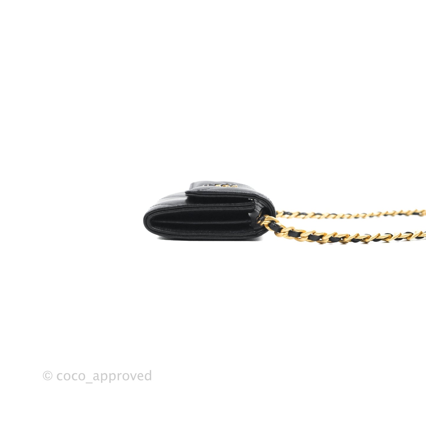 Chanel 19 Card Holder With Chain Black Mixed Hardware
