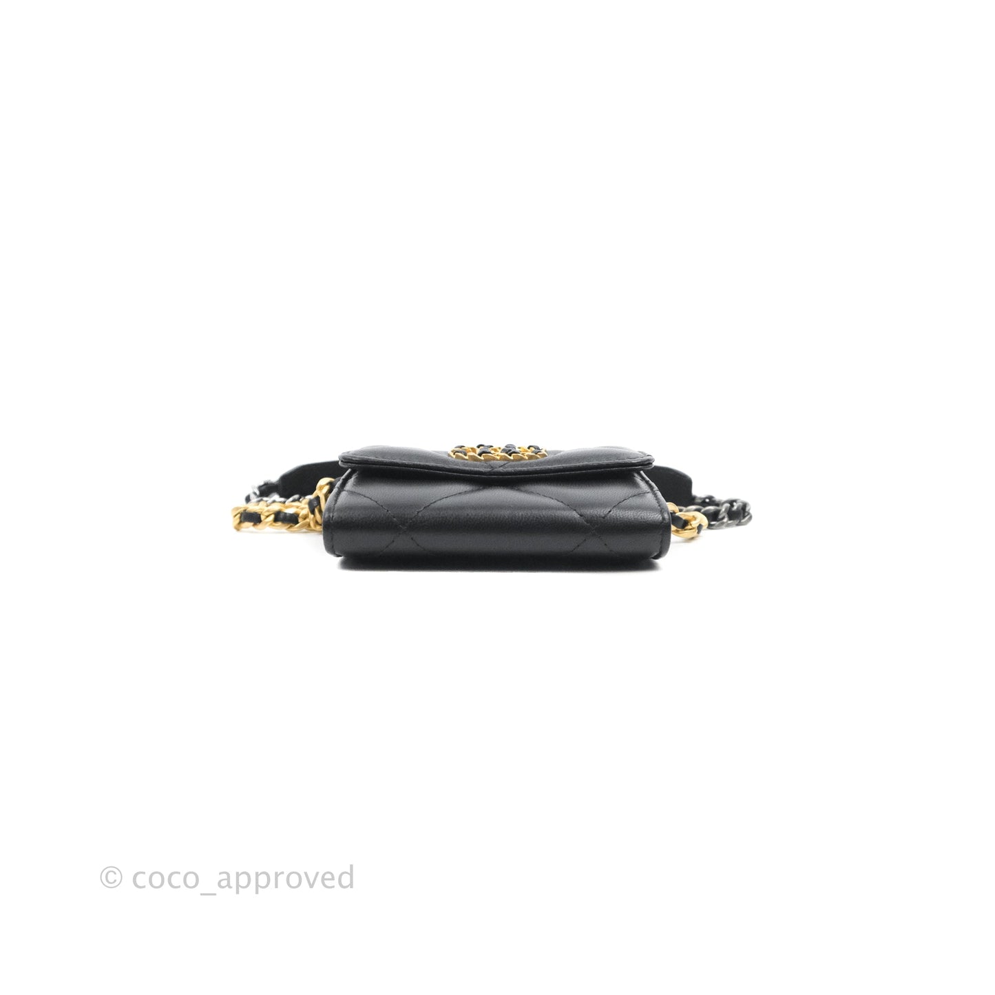 Chanel 19 Card Holder With Chain Black Mixed Hardware