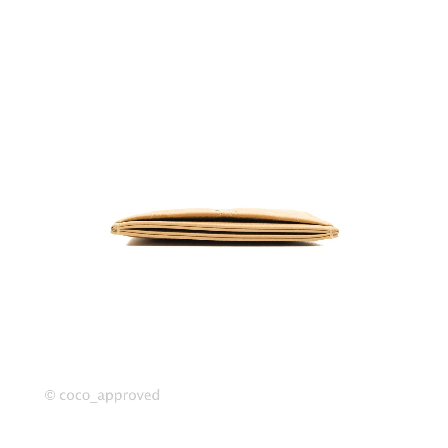 Chanel Classic Flat Card Holder Beige Caviar Gold Hardware