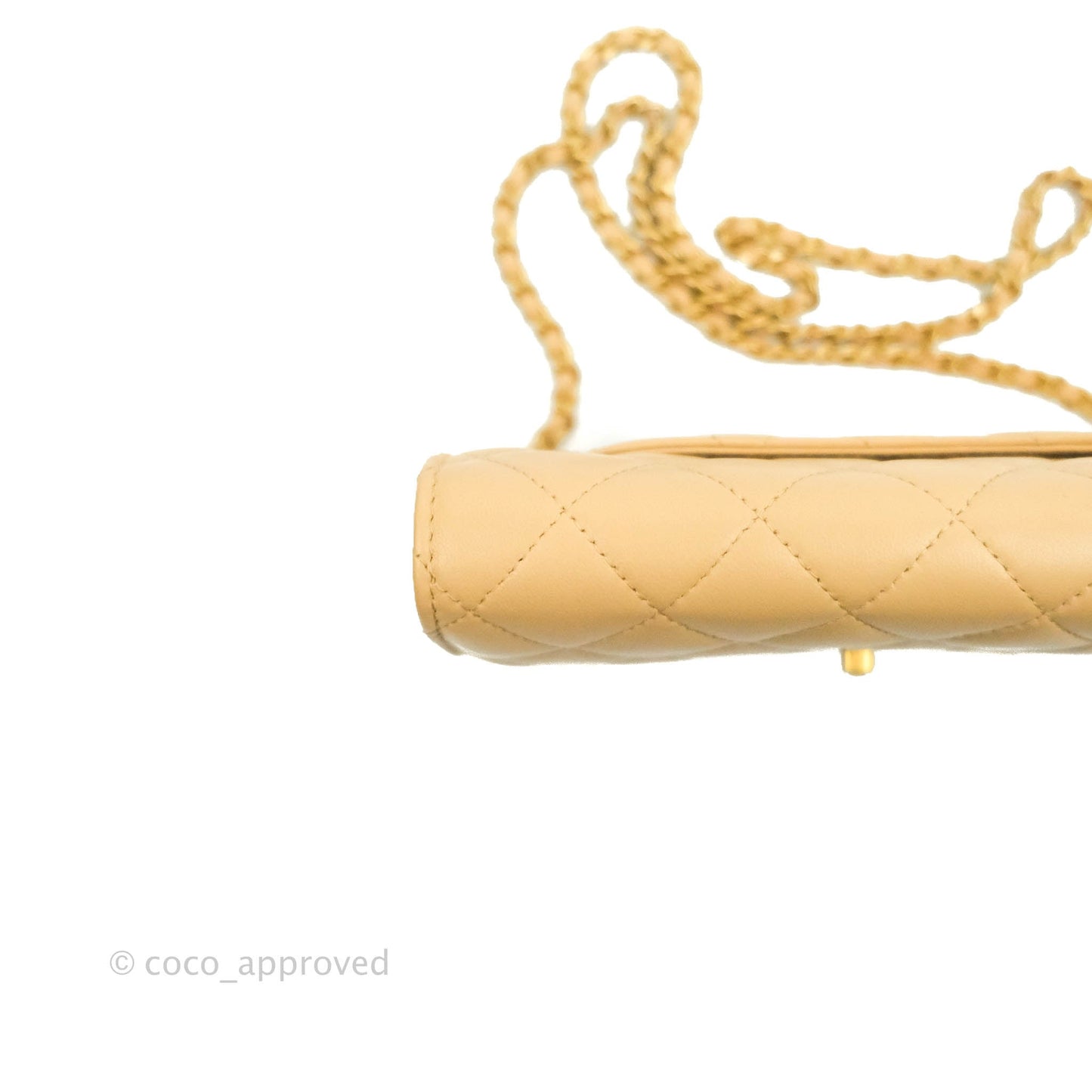 Chanel Quilted Pearl Crush Wallet on Chain WOC Beige Lambskin Aged Gold Hardware