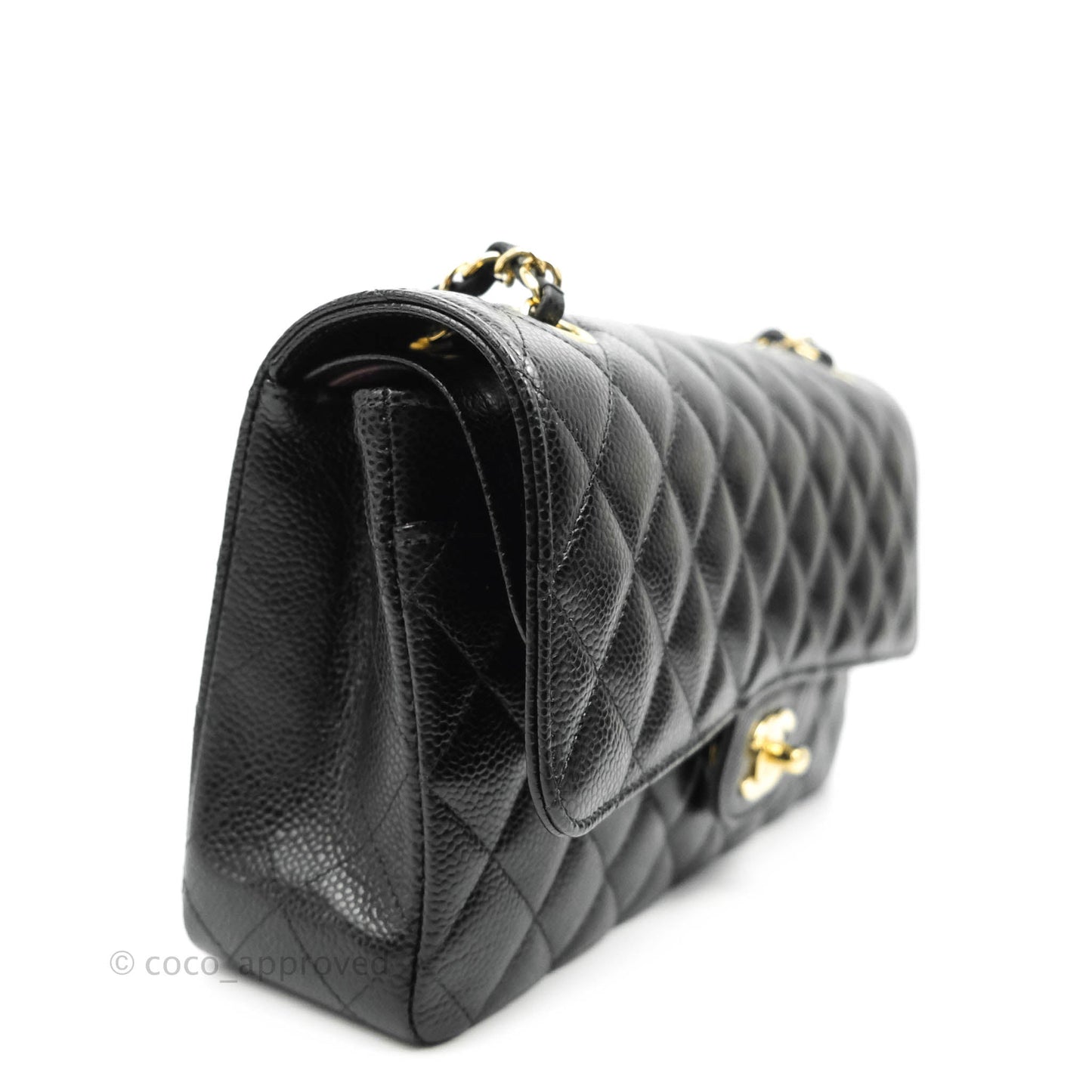 Chanel Classic M/L Medium Double Flap Black Caviar Gold Hardware