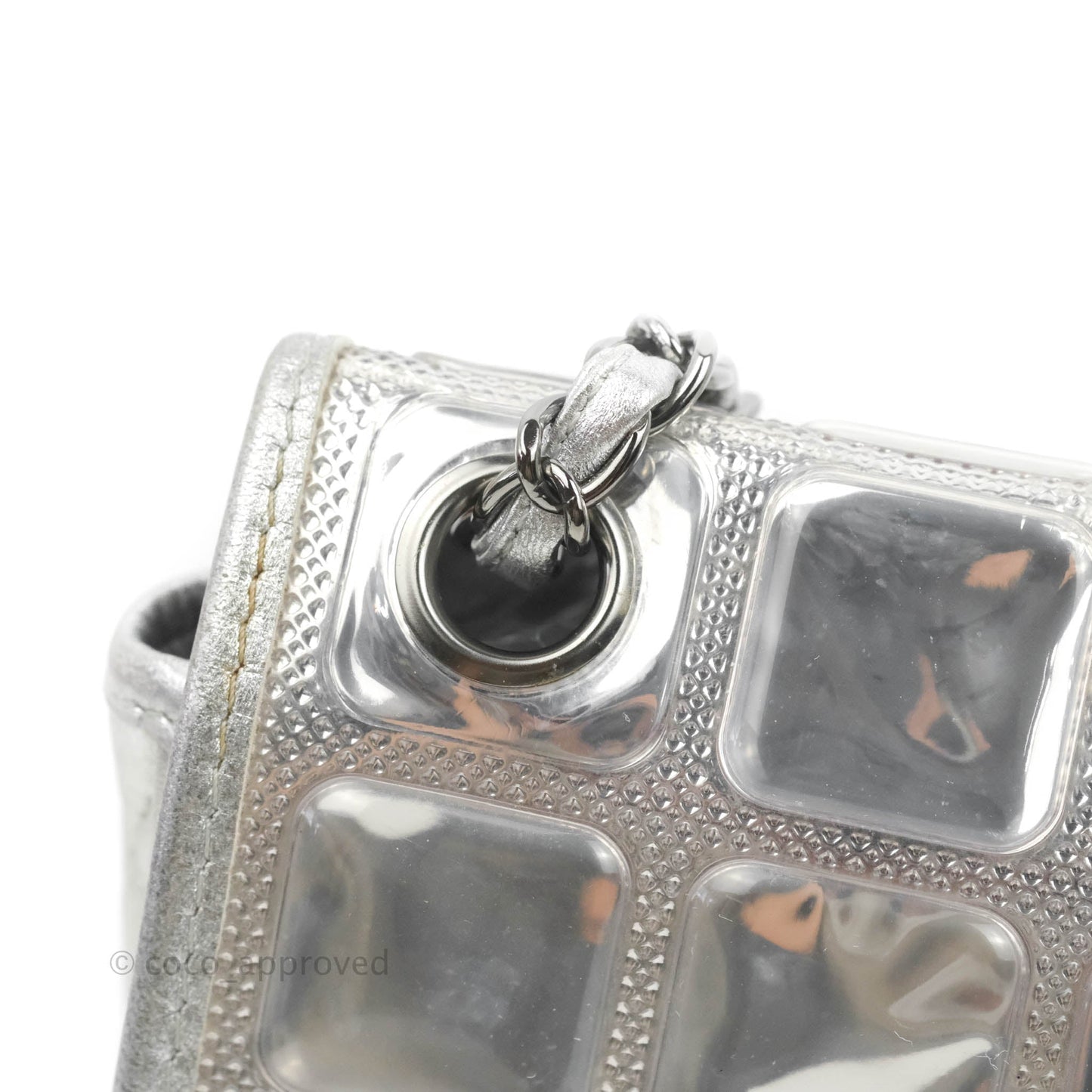 Chanel Vinyl Ice Cube Flap Bag Metallic Silver Silver Hardware